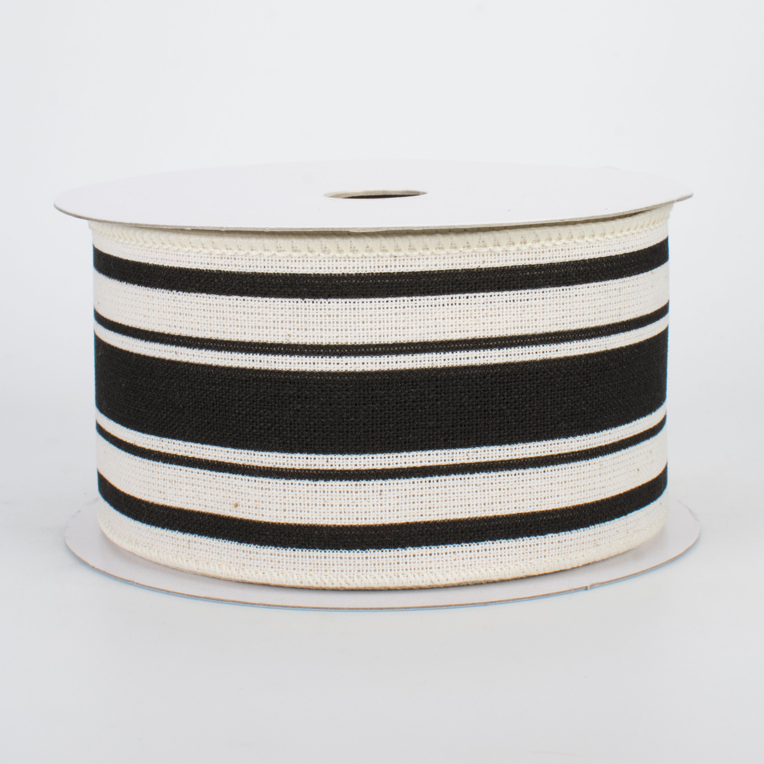 2.5" Farmhouse Stripe Ribbon: Black & Ivory (10 Yards)