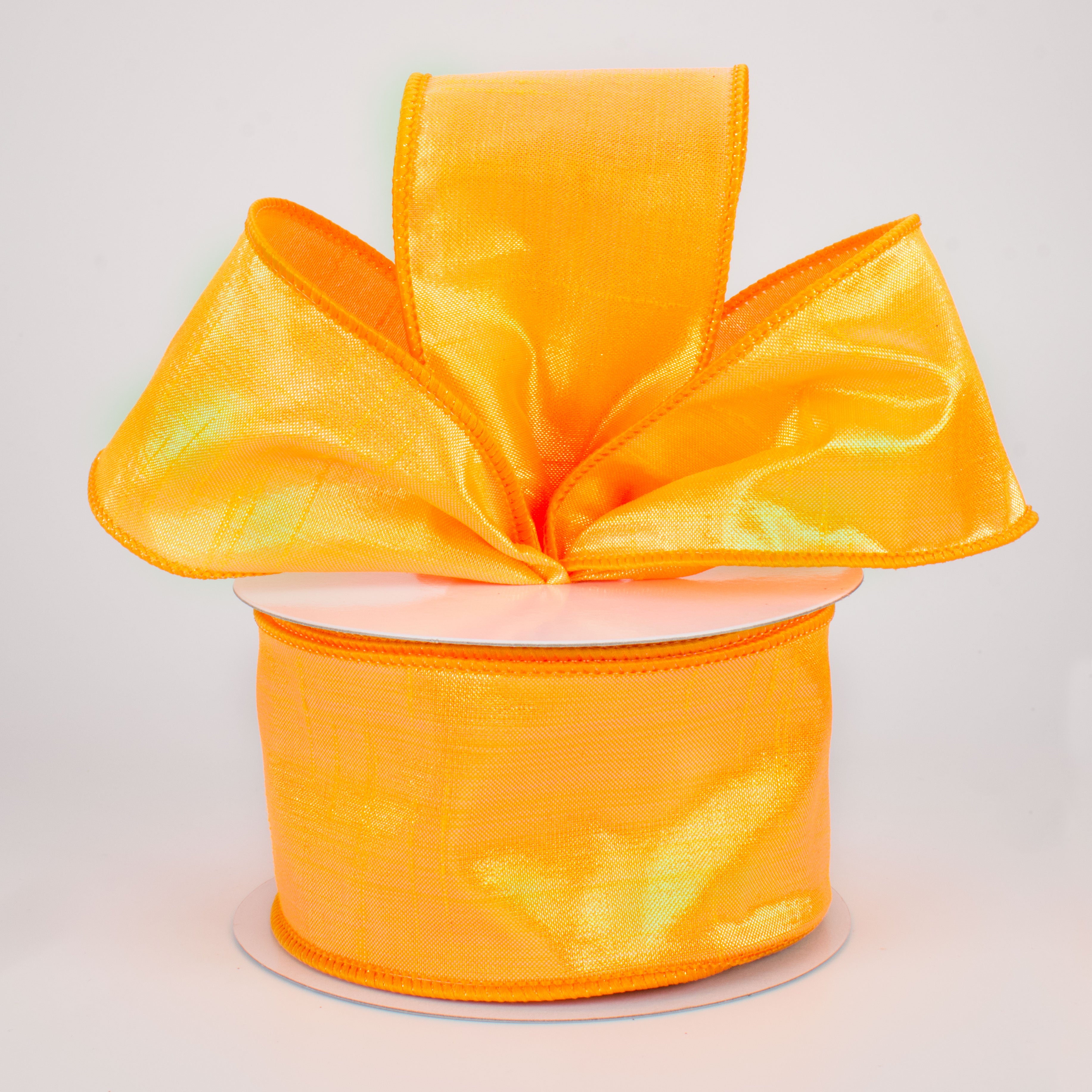 2.5" Iridescent Dupioni Ribbon: Orange (10 Yards)