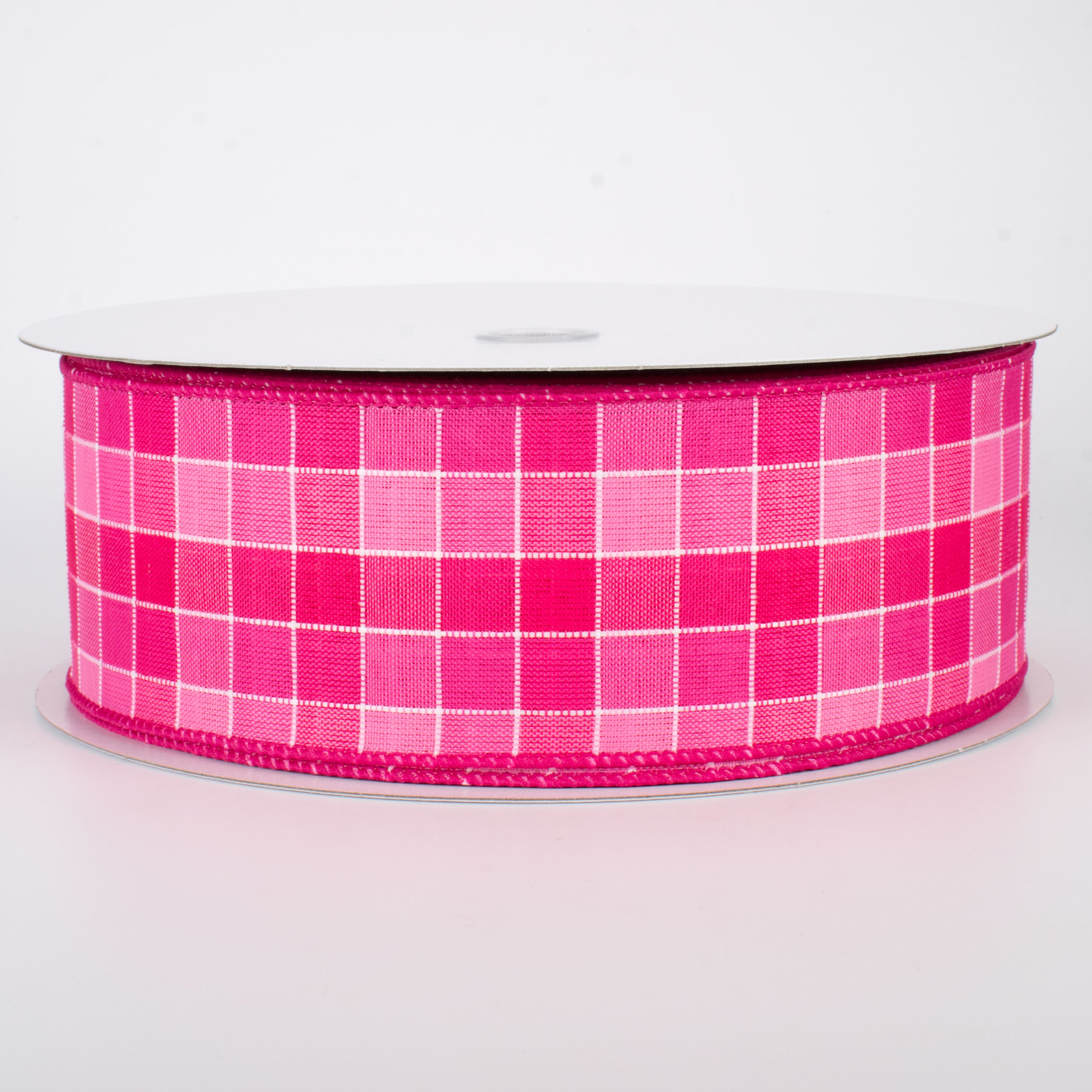 2.5" Stitched Check Ribbon: Pink & Fuchsia (50 Yards)