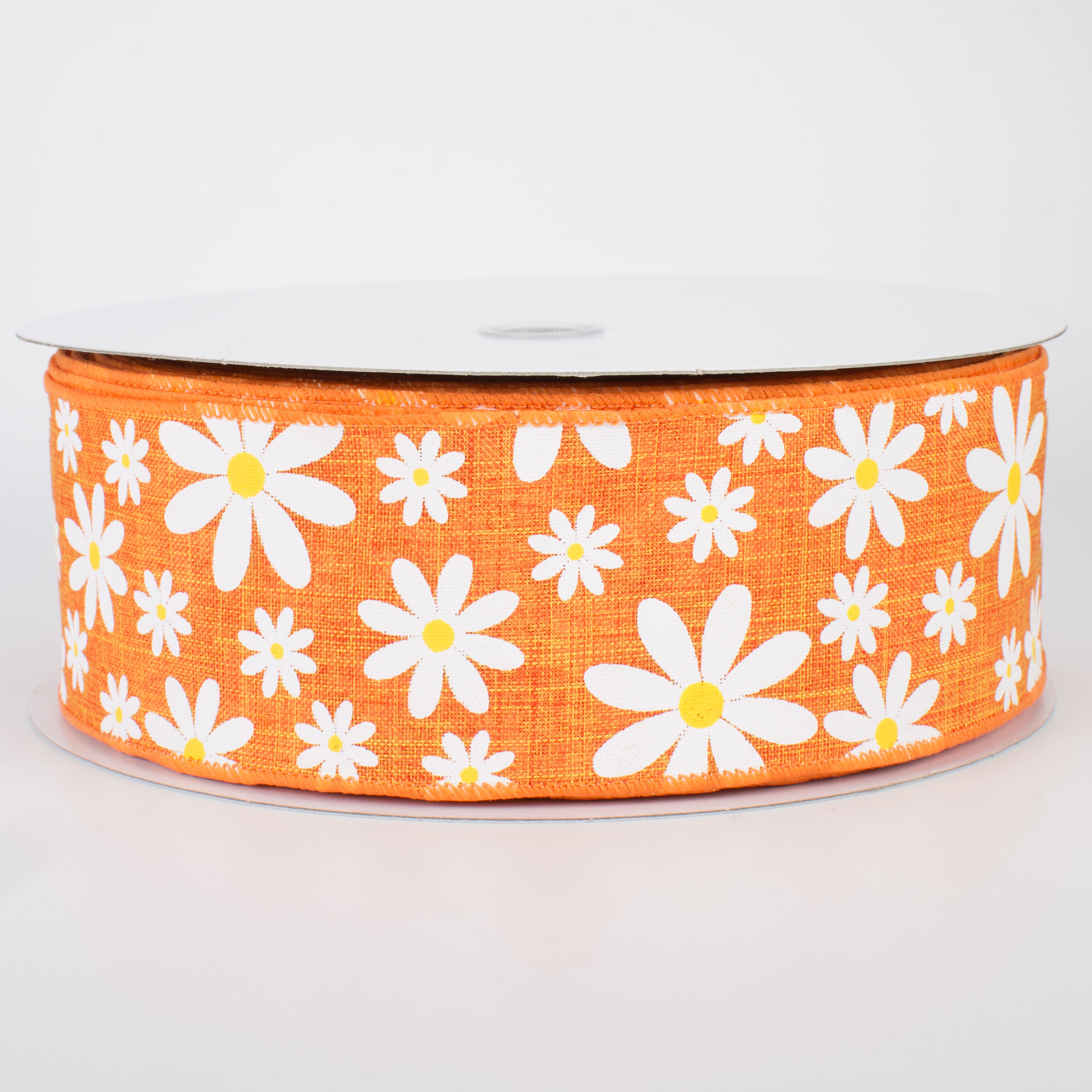 2.5" Daisy Flower Ribbon: Orange (50 Yards)