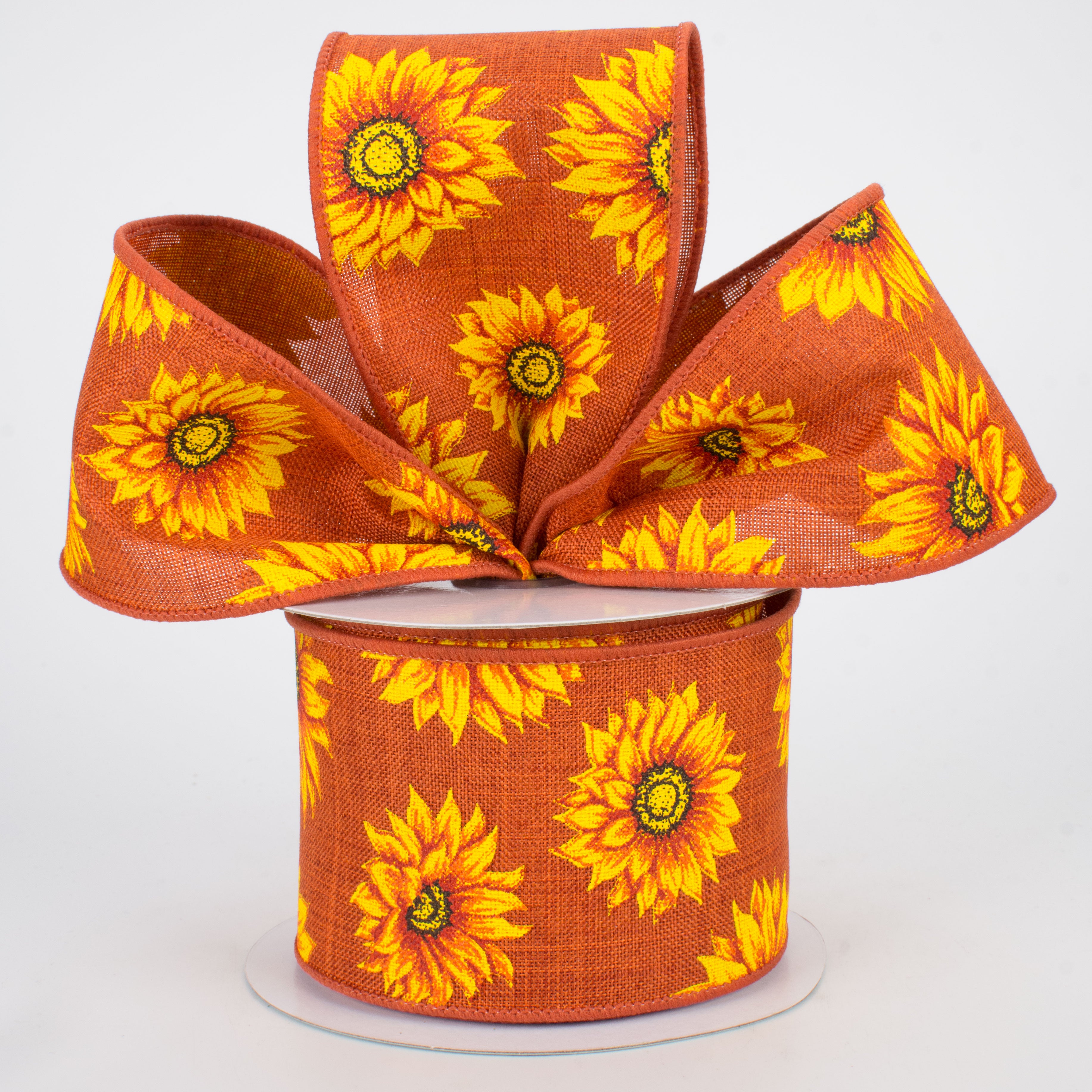 2.5" Sunflowers Ribbon: Rust (10 Yards)