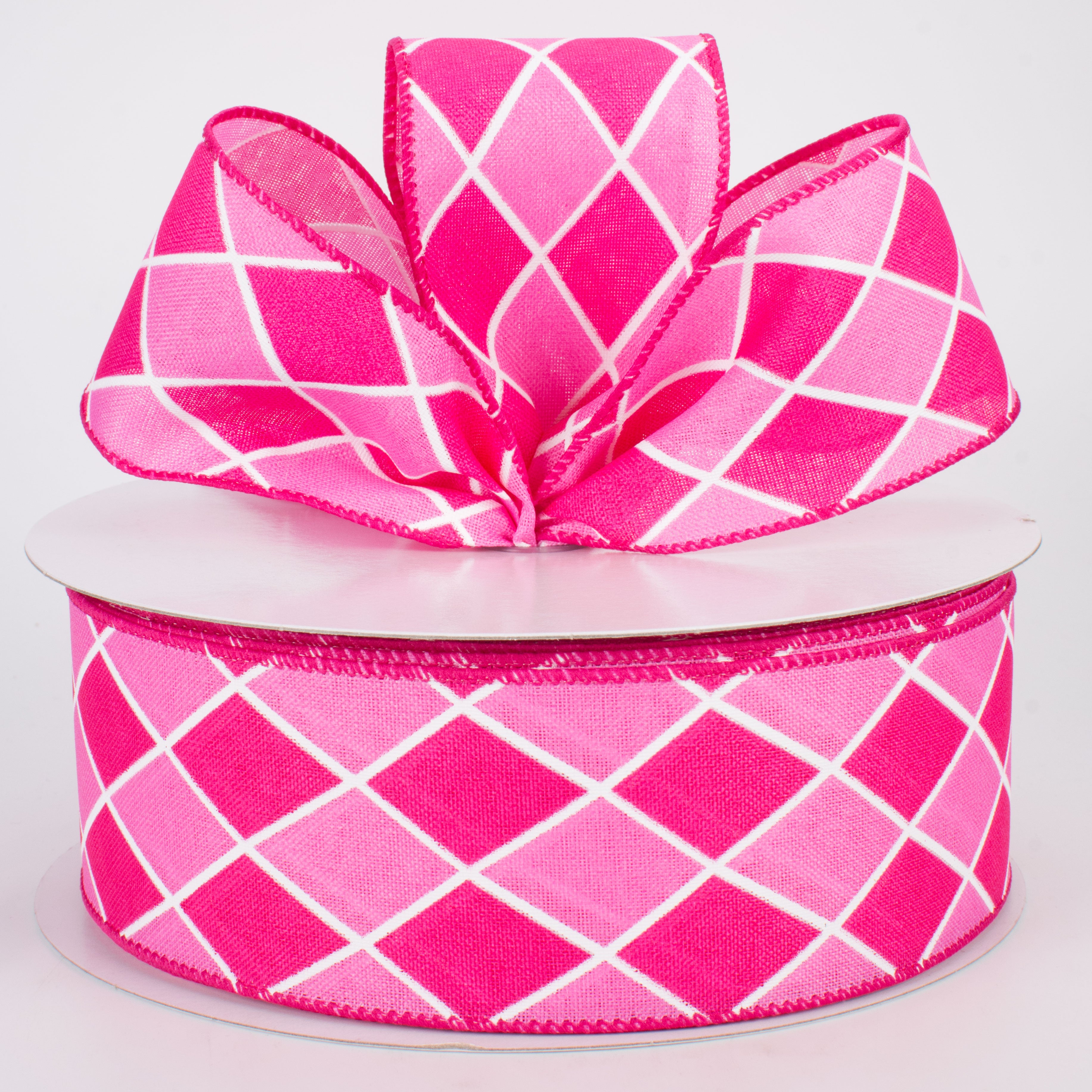 2.5" Harlequin Diamond Ribbon: Pink & Fuchsia (50 Yards)