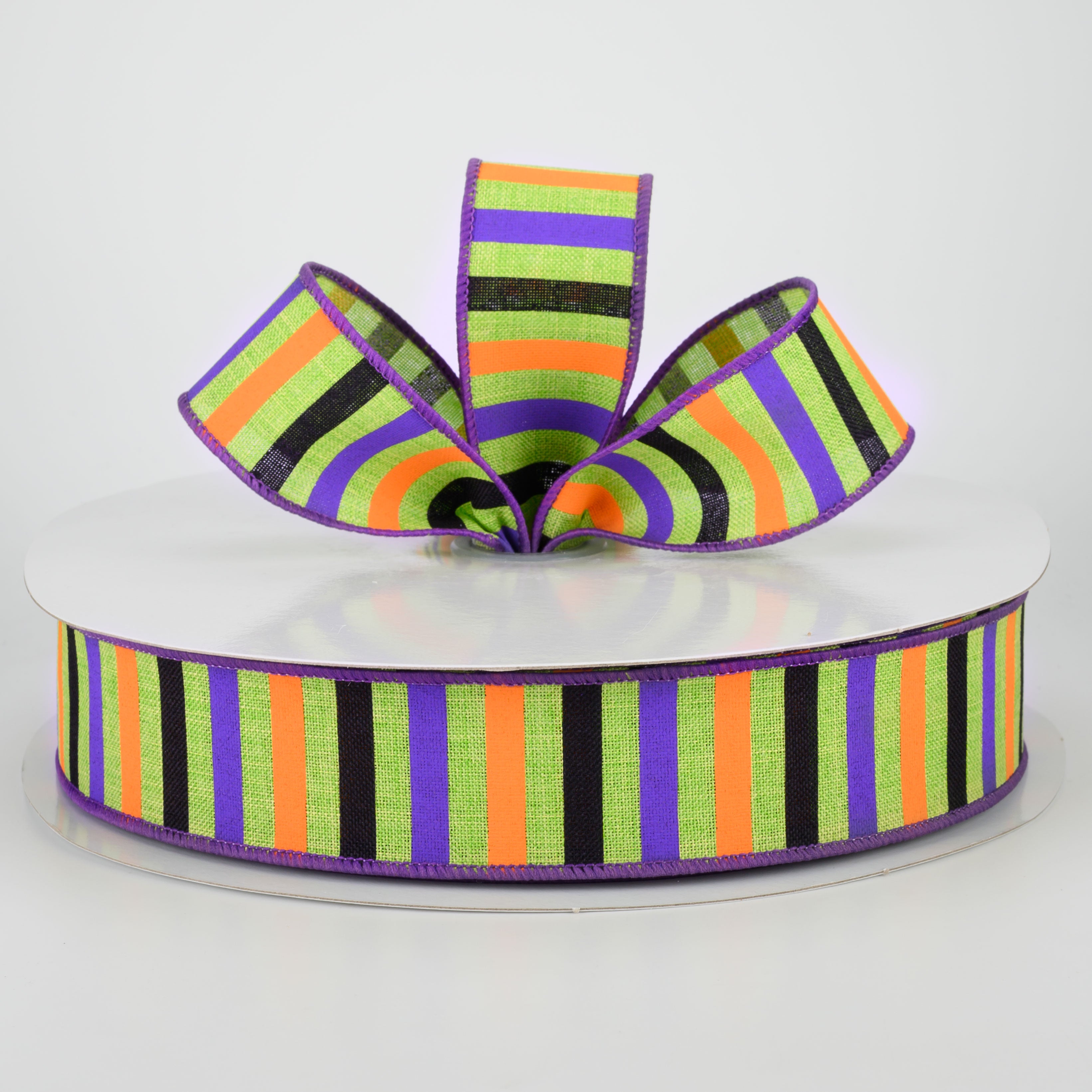 1.5" Halloween Horizontal Stripe Ribbon: Lime (50 Yards)
