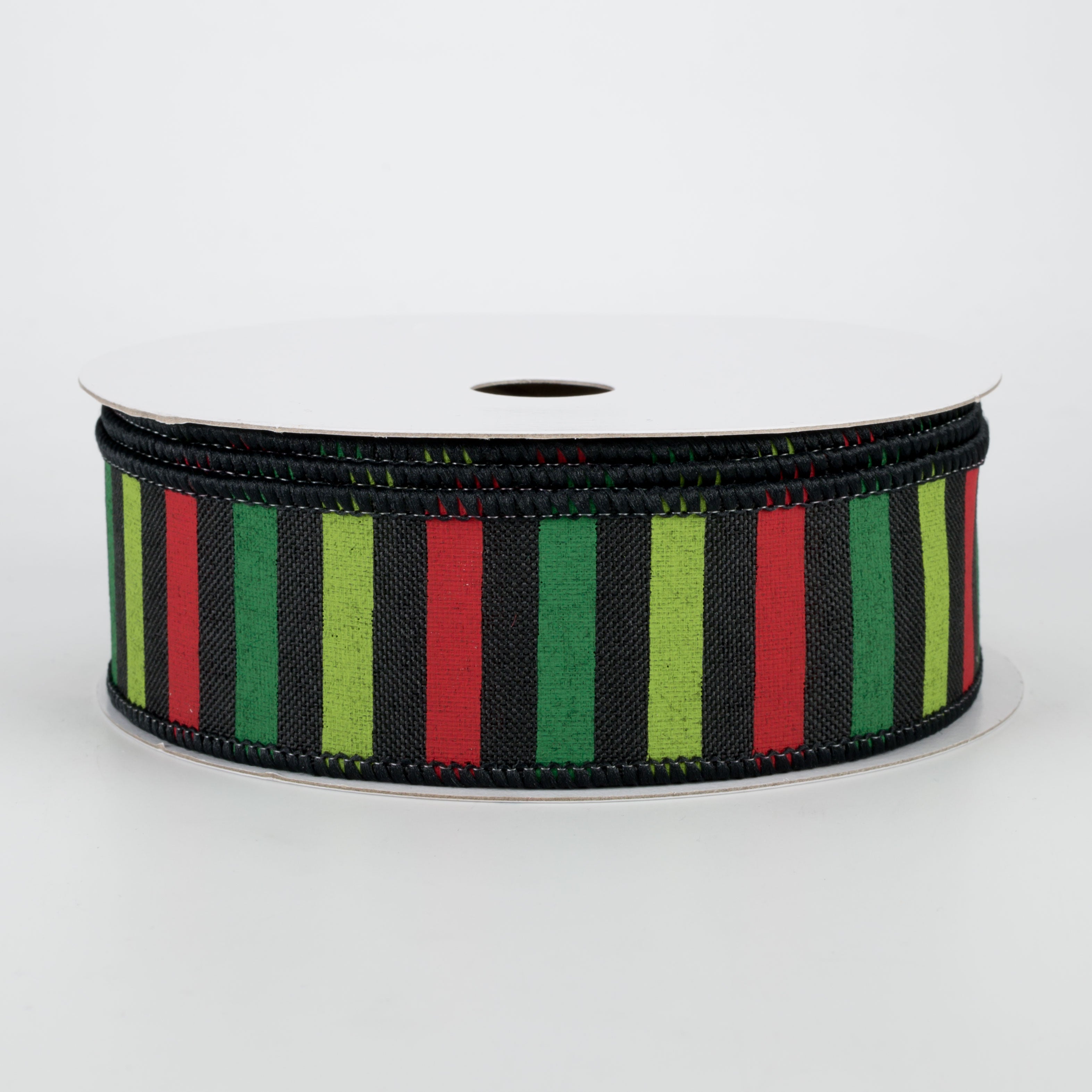 1.5" Christmas Horizontal Stripe Ribbon: Black (10 Yards)