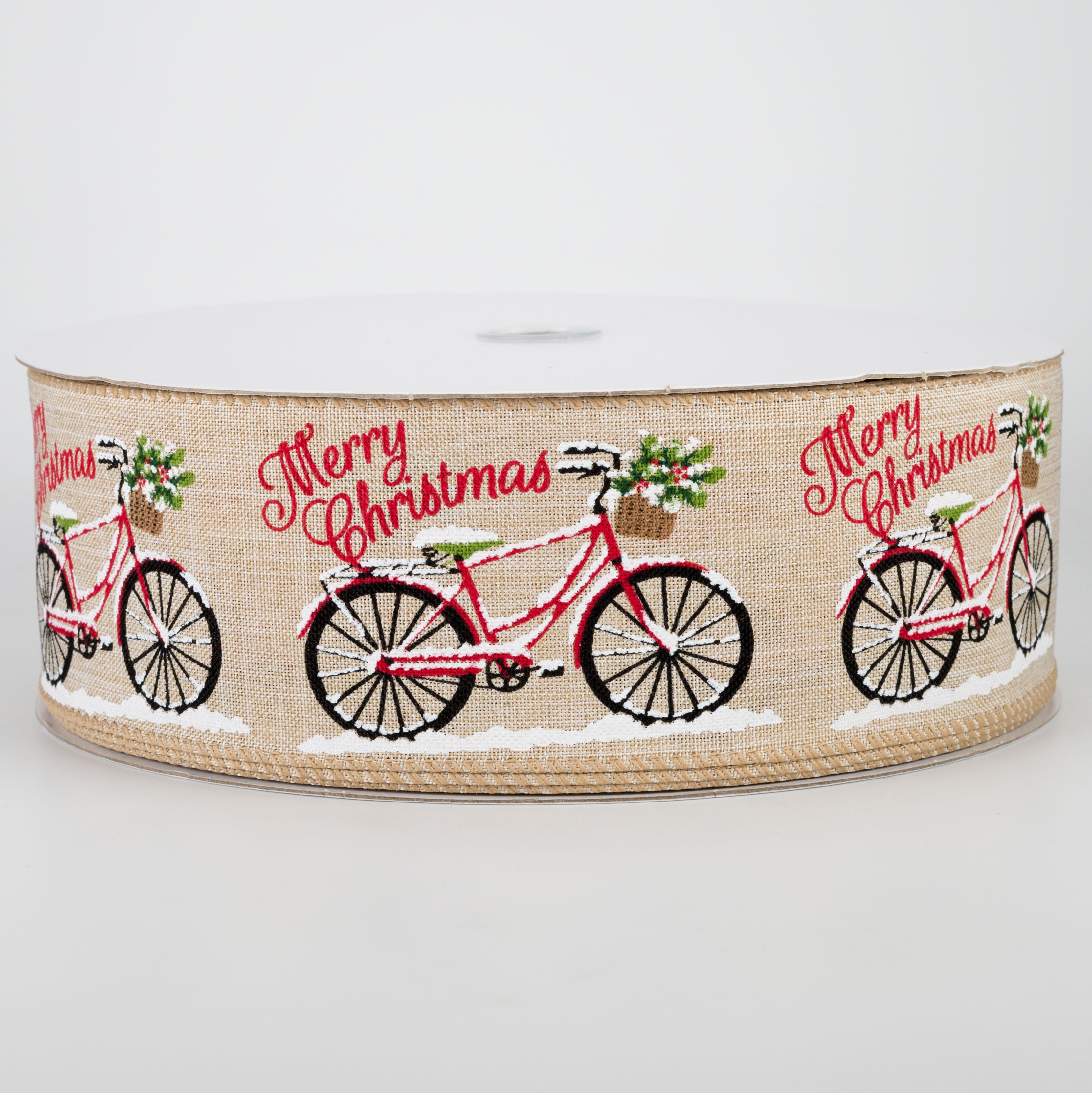 2.5" Merry Christmas Bicycle Ribbon (50 Yards)