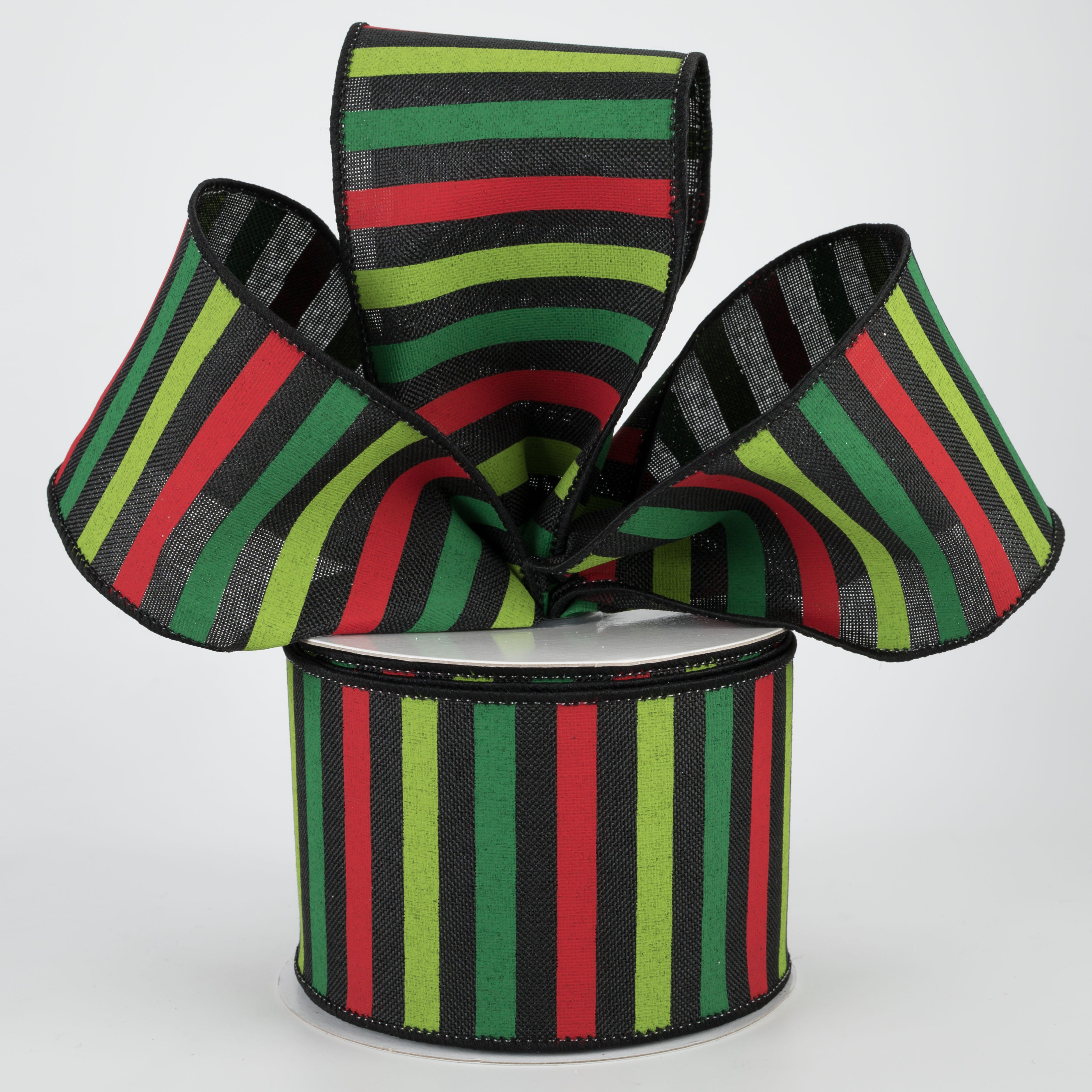 2.5" Christmas Horizontal Stripe Ribbon: Black (10 Yards)
