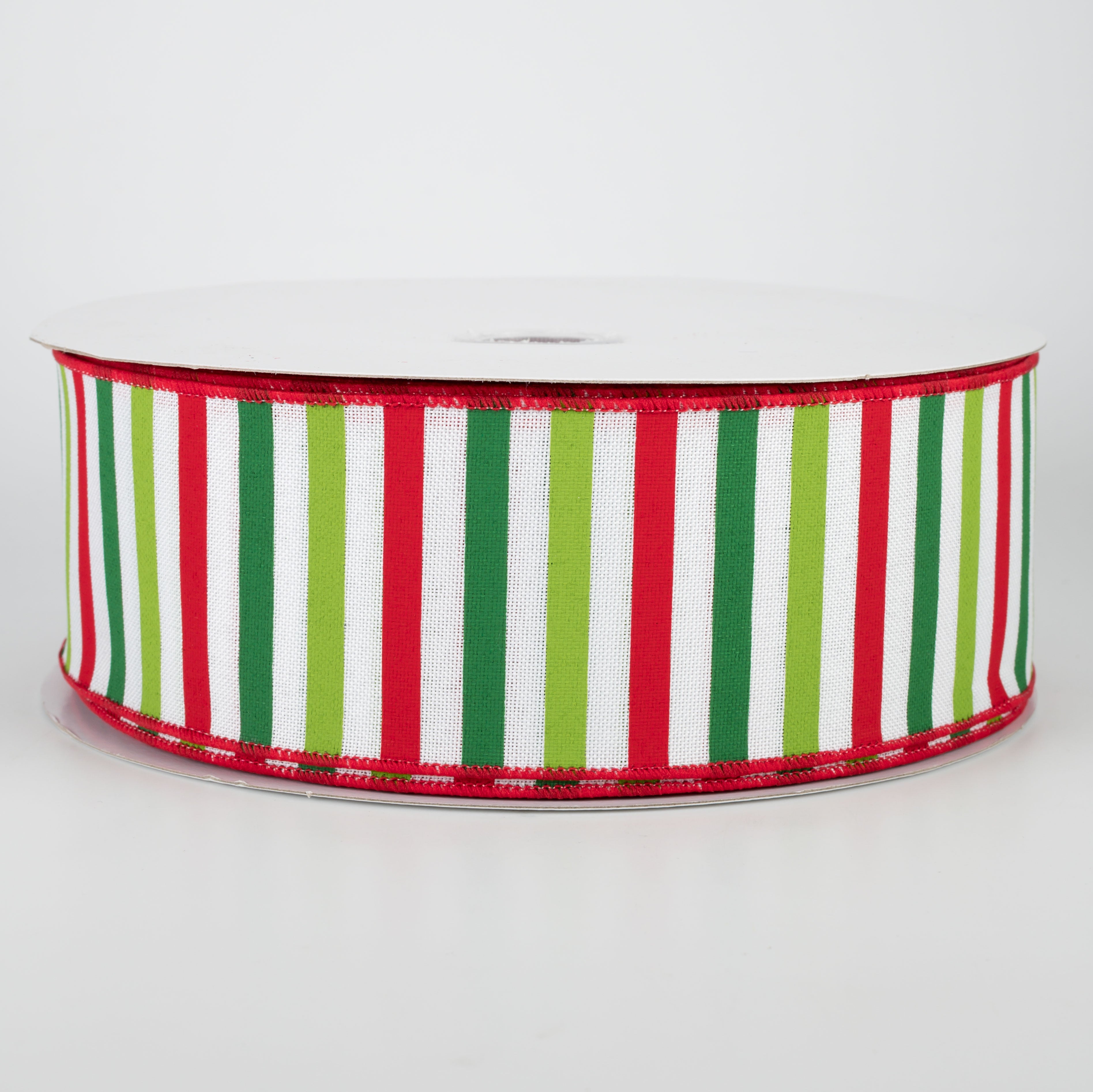 2.5" Christmas Horizontal Stripe Ribbon: White (50 Yards)