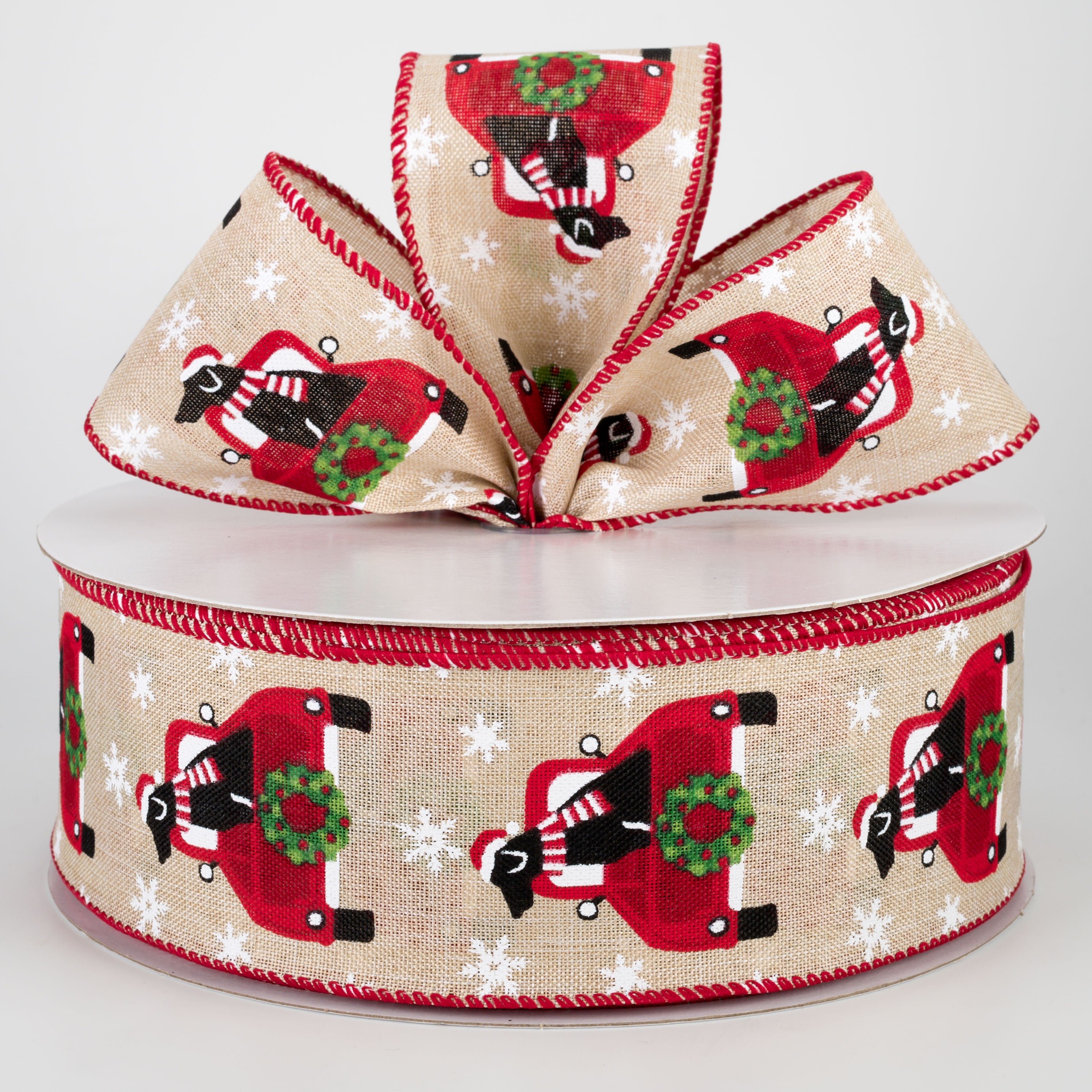 2.5" Christmas Truck With Dog Ribbon (50 Yards)