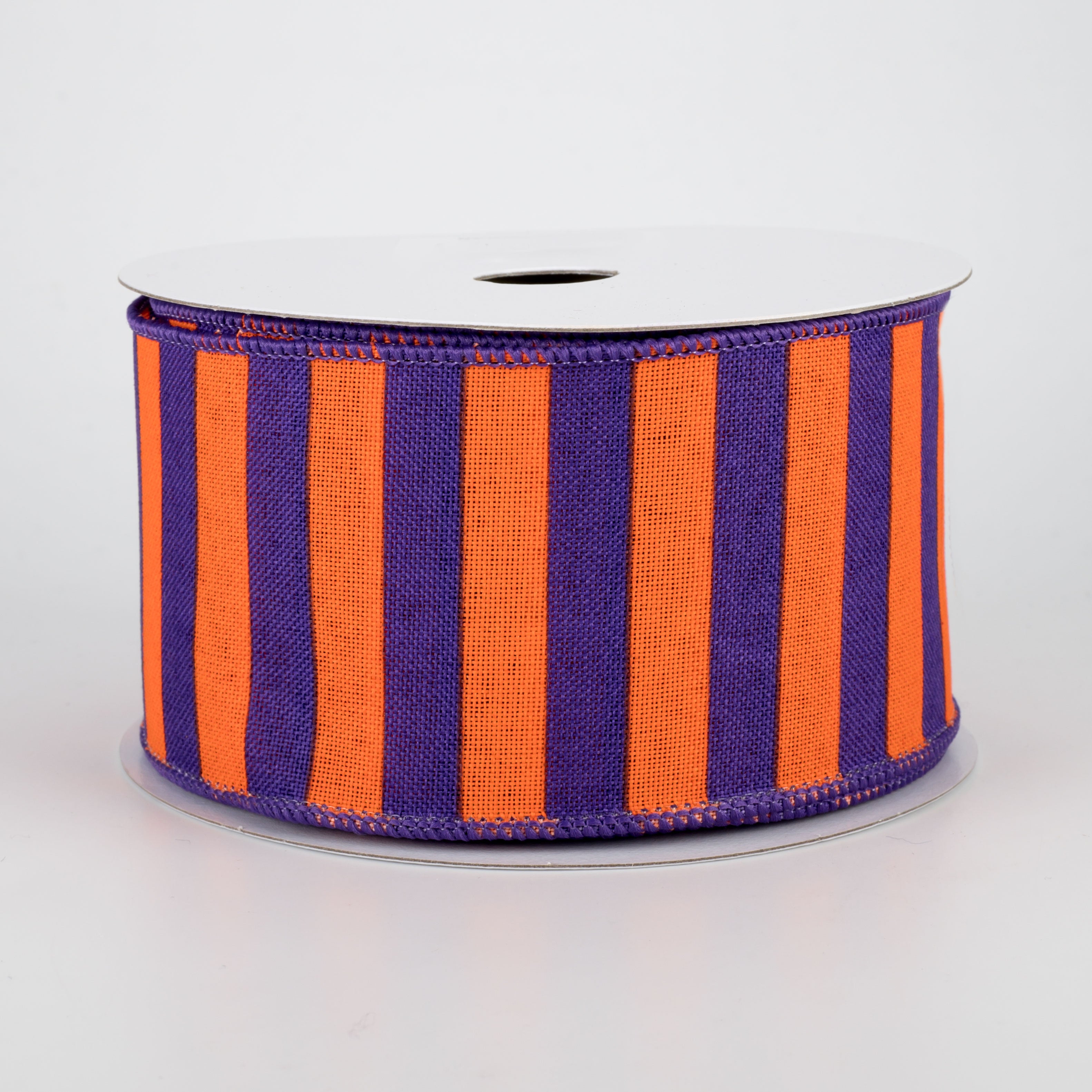 2.5" Medium Stripe Canvas Ribbon: Purple & Orange (10 Yards)