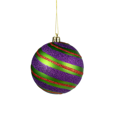 100MM Diagonal Glitter Stripe Ball Ornament: Halloween