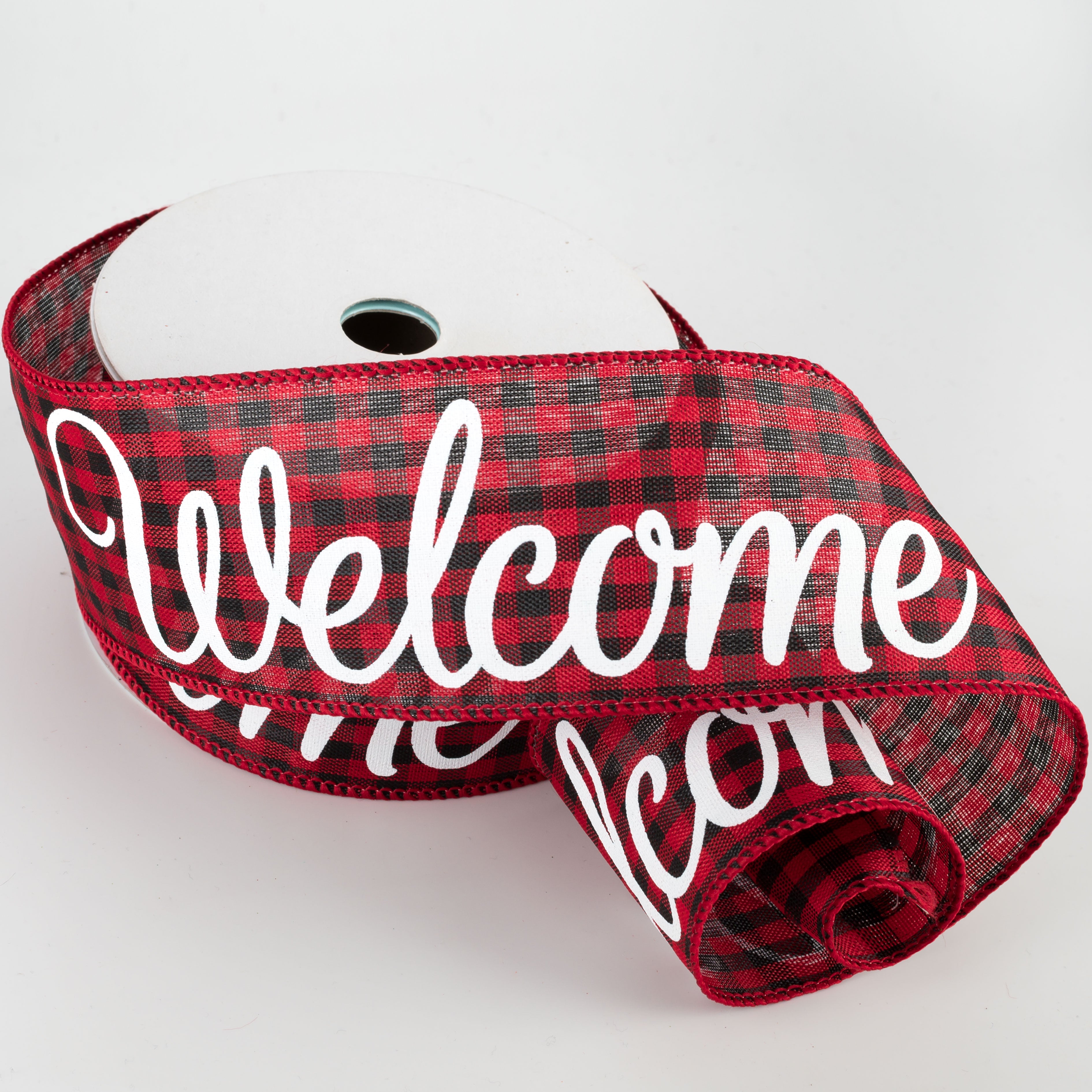 2.5" Welcome Check Ribbon: Black, Red, White (10 Yards)