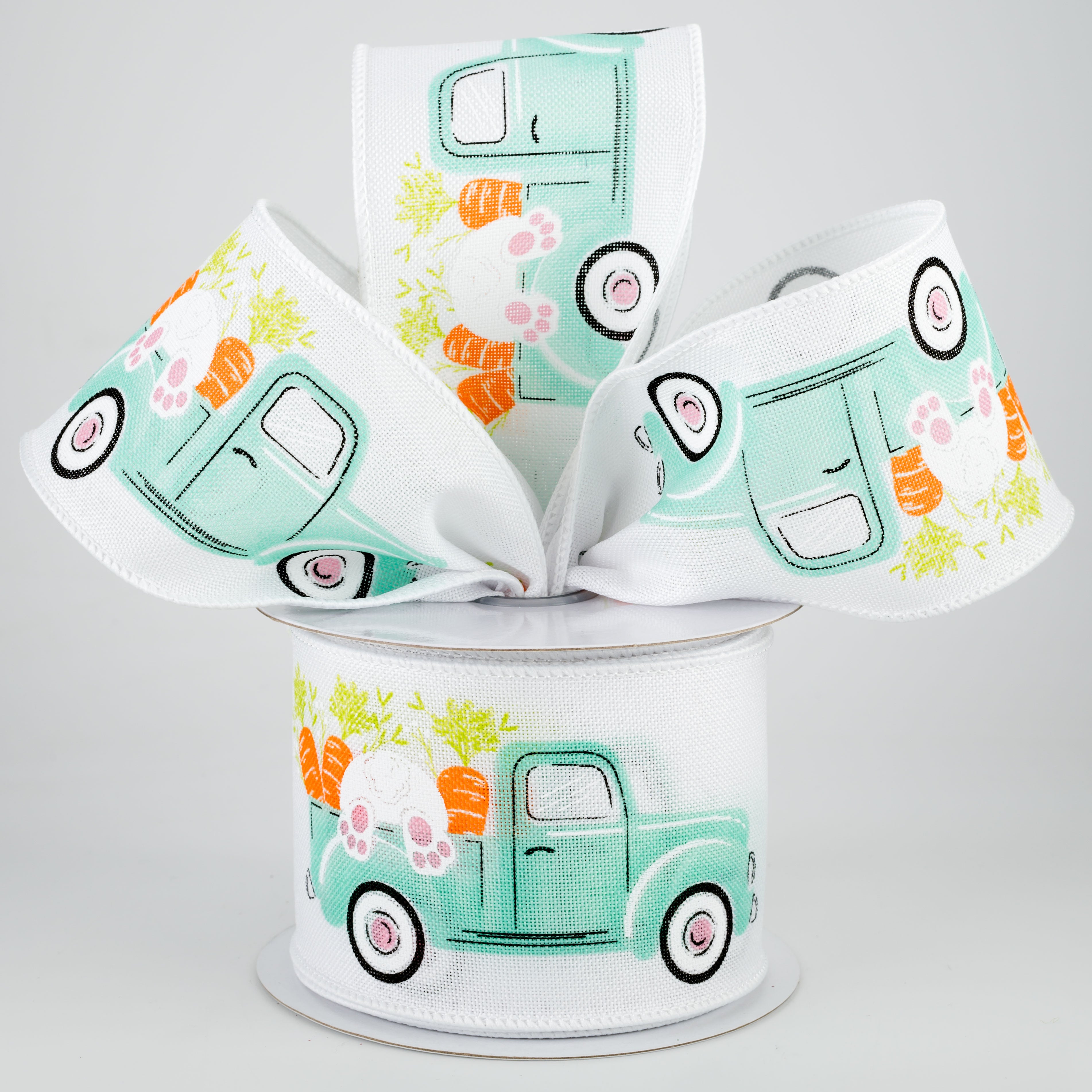 2.5" Truck With Bunny & Carrots Ribbon (10 Yards)
