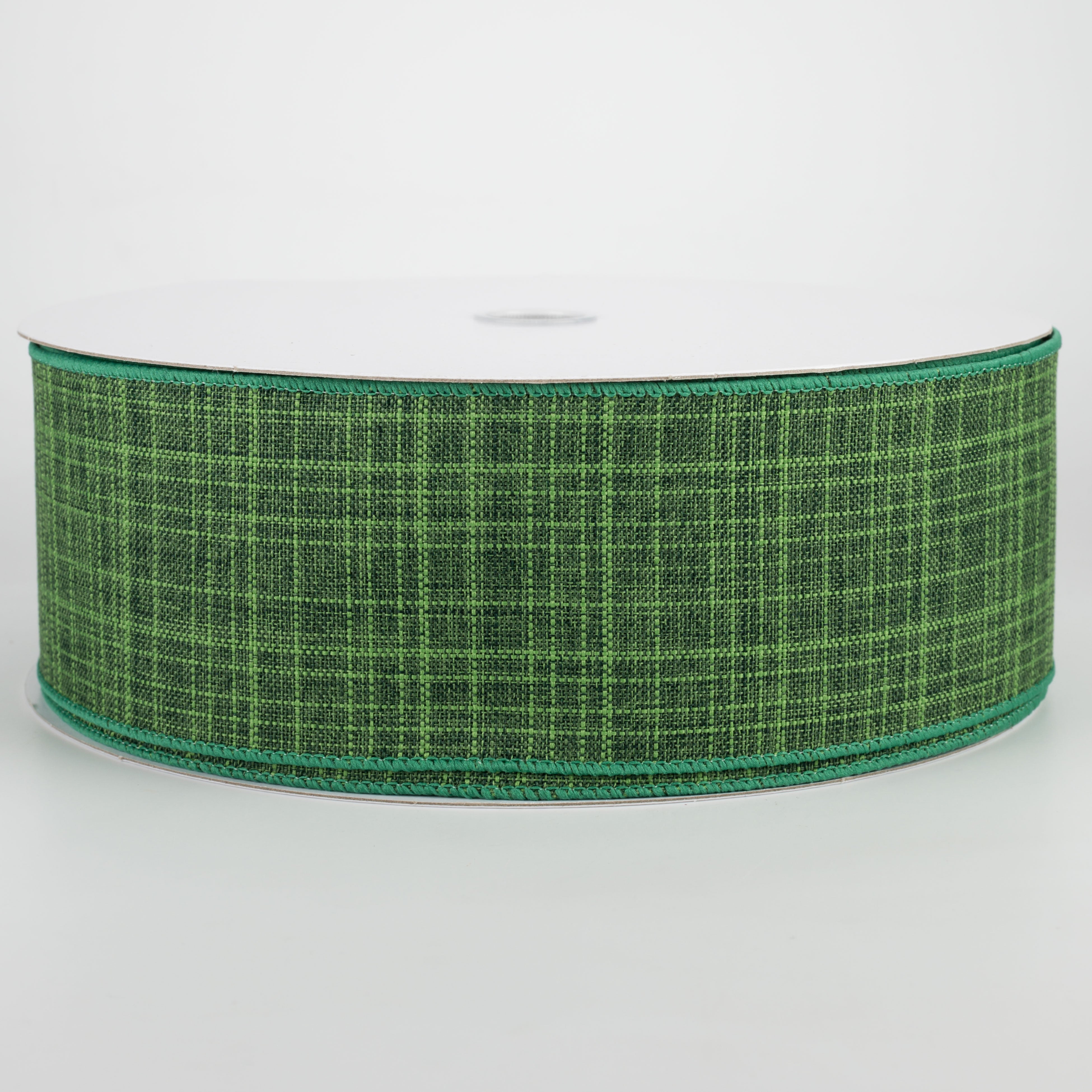 2.5" Estelle Textured Linen Ribbon: Emerald Green (50 Yards)