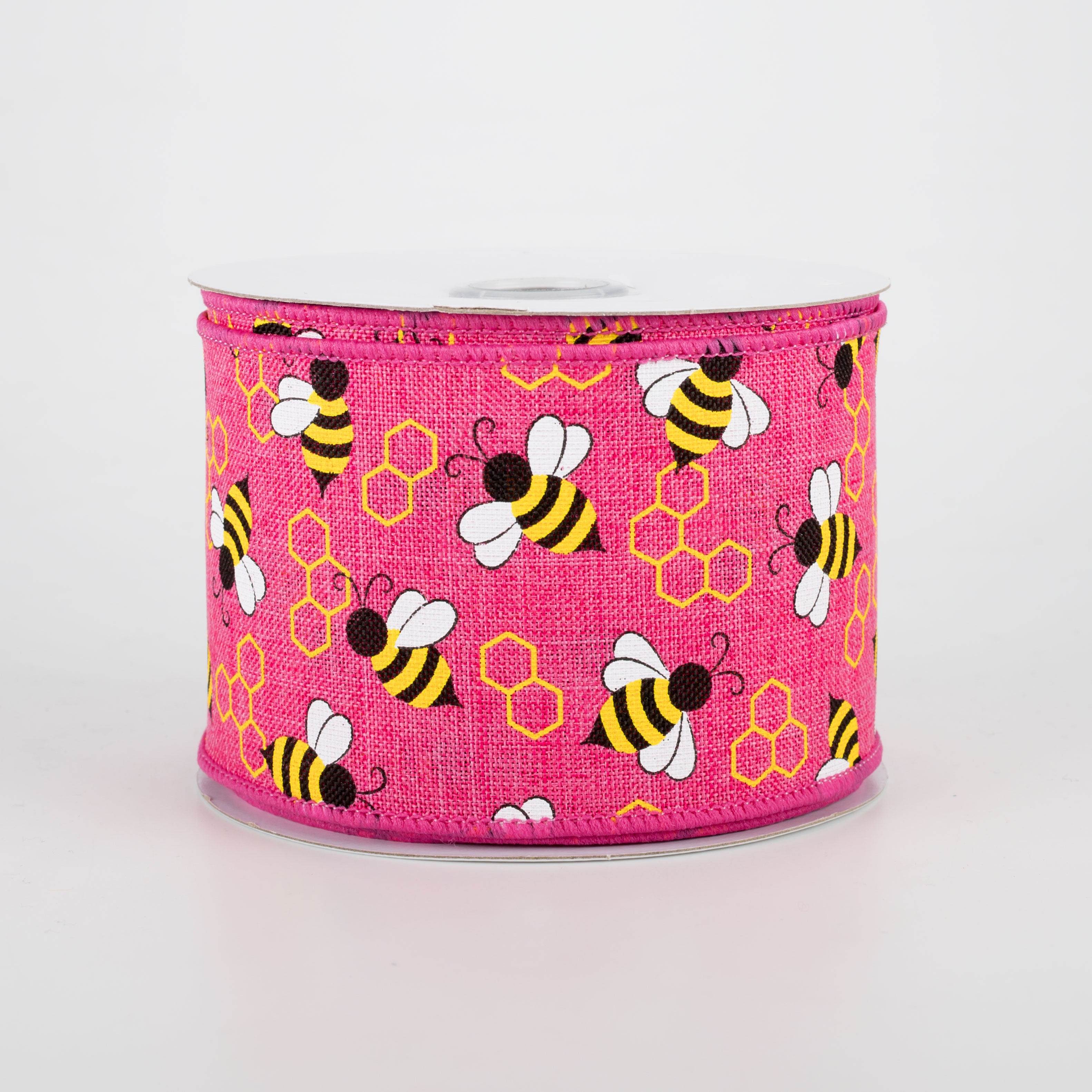 2.5" Mini Bumblebees Ribbon: Hot Pink (10 Yards)