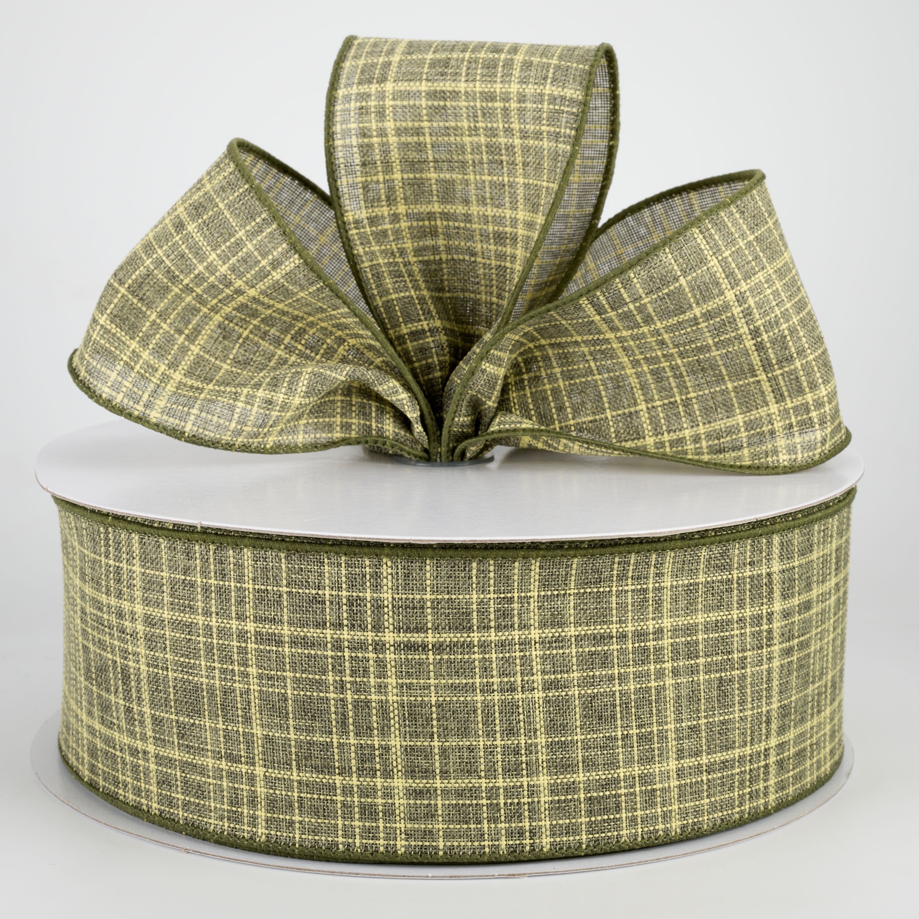 2.5" Estelle Textured Linen Ribbon: Moss (50 Yards)
