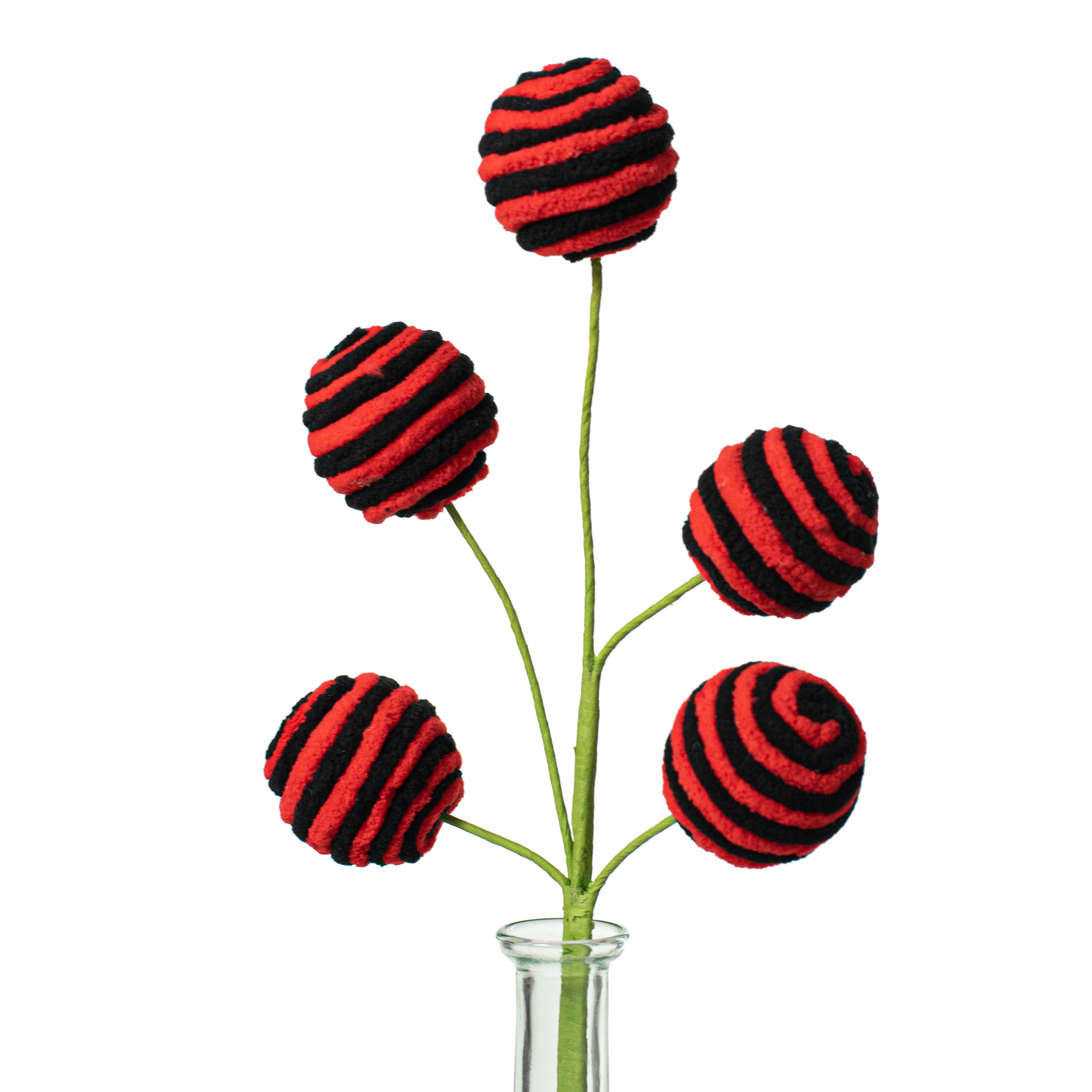 17" Chenille Ball Pick: Red & Black