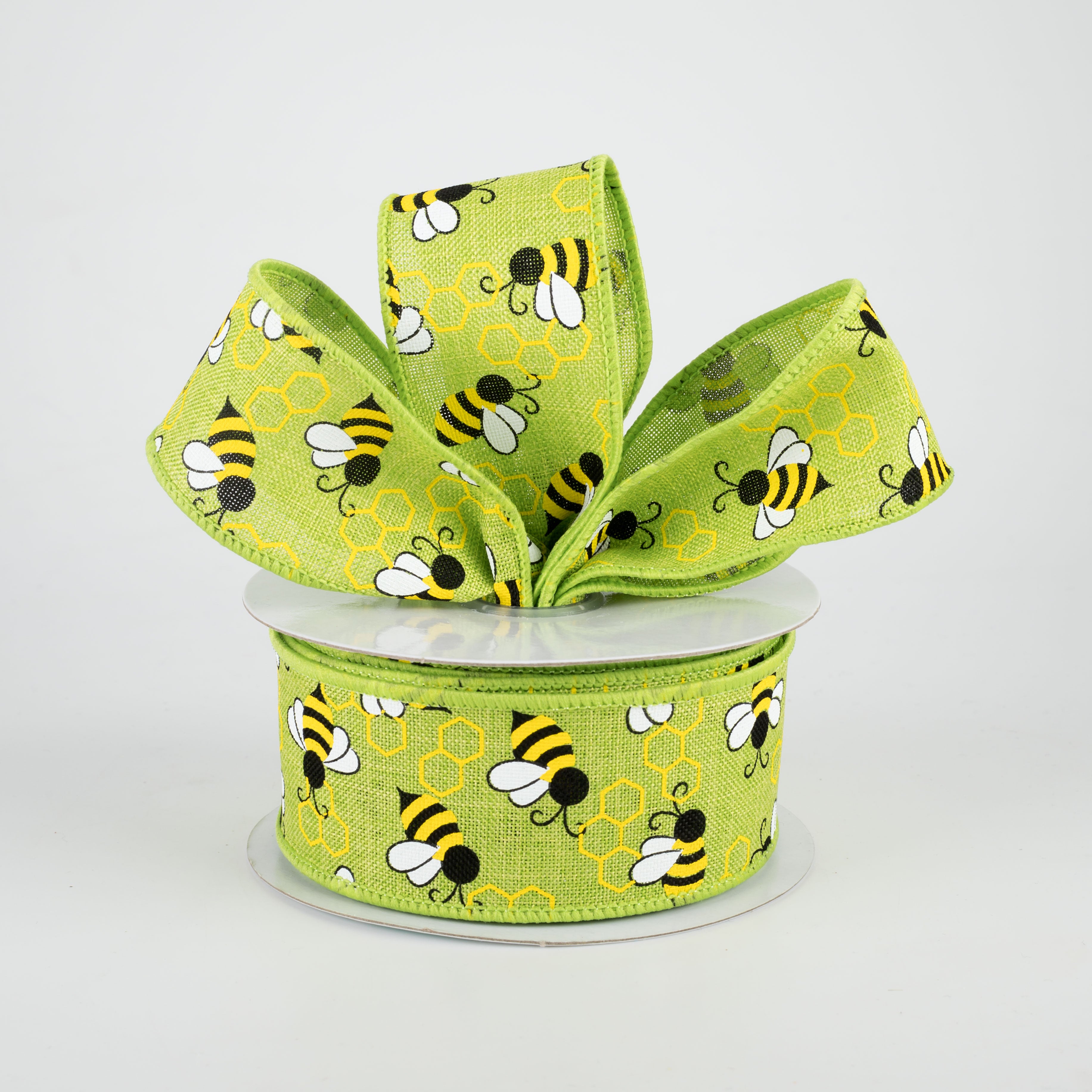1.5" Mini Bumblebees Ribbon: Lime (10 Yards)