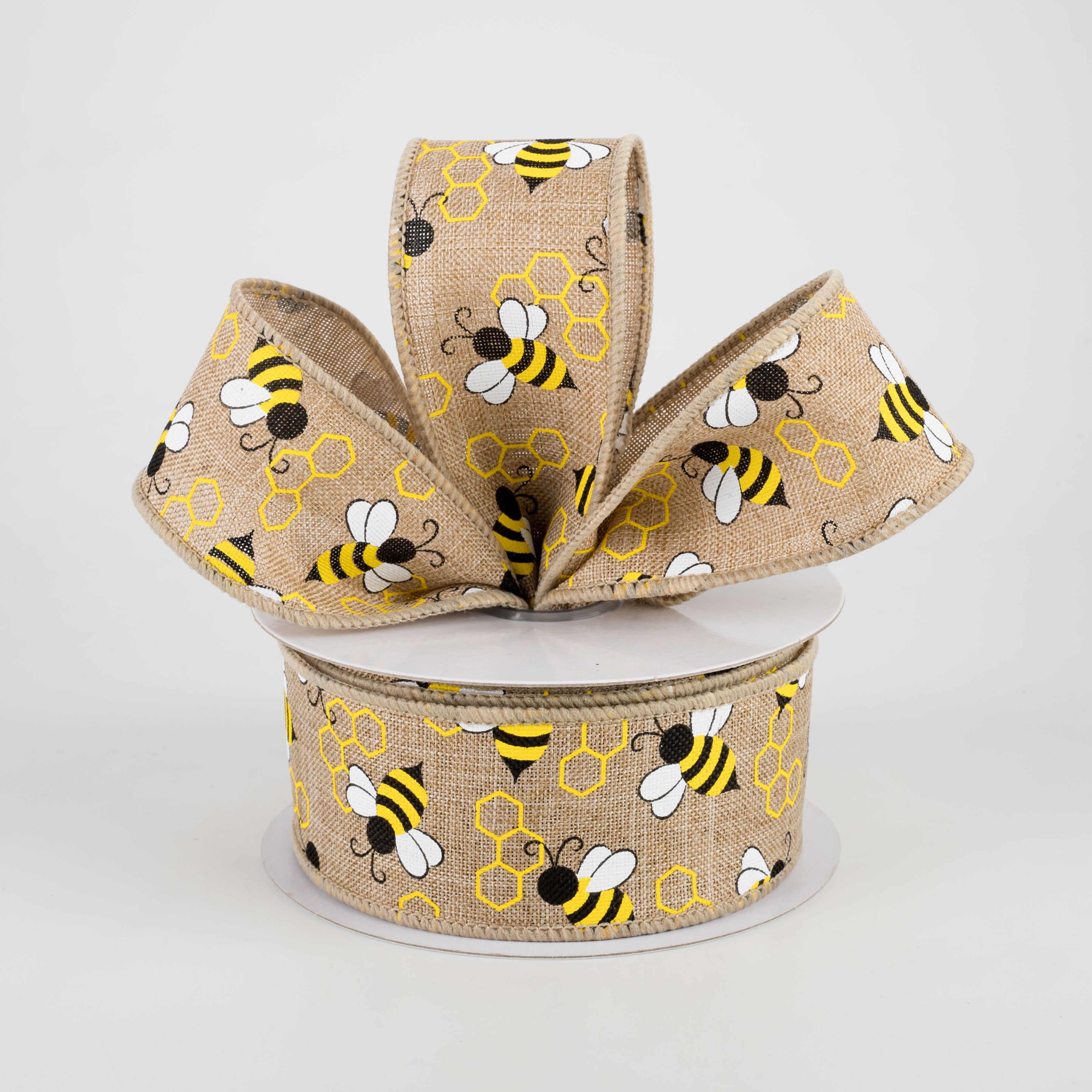 1.5" Mini Bumblebees Ribbon: Light Beige (10 Yards)