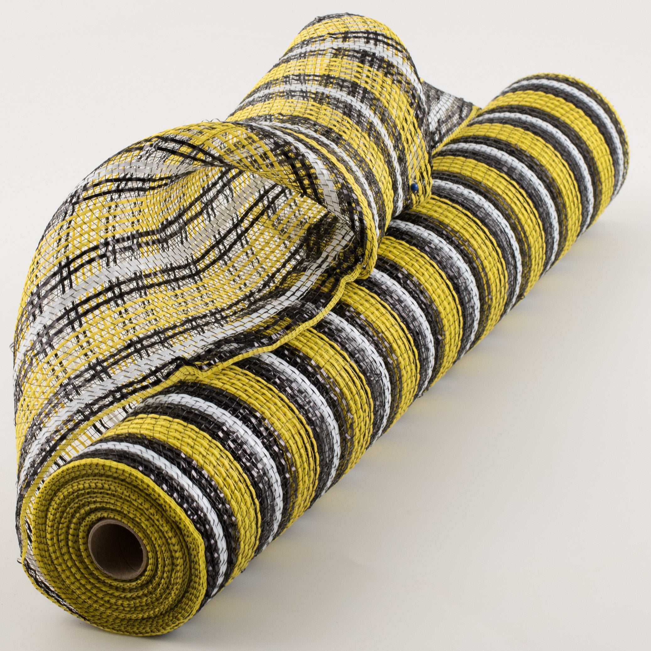 21" Fabric Bold Stripe Mesh: Yellow, Black, White