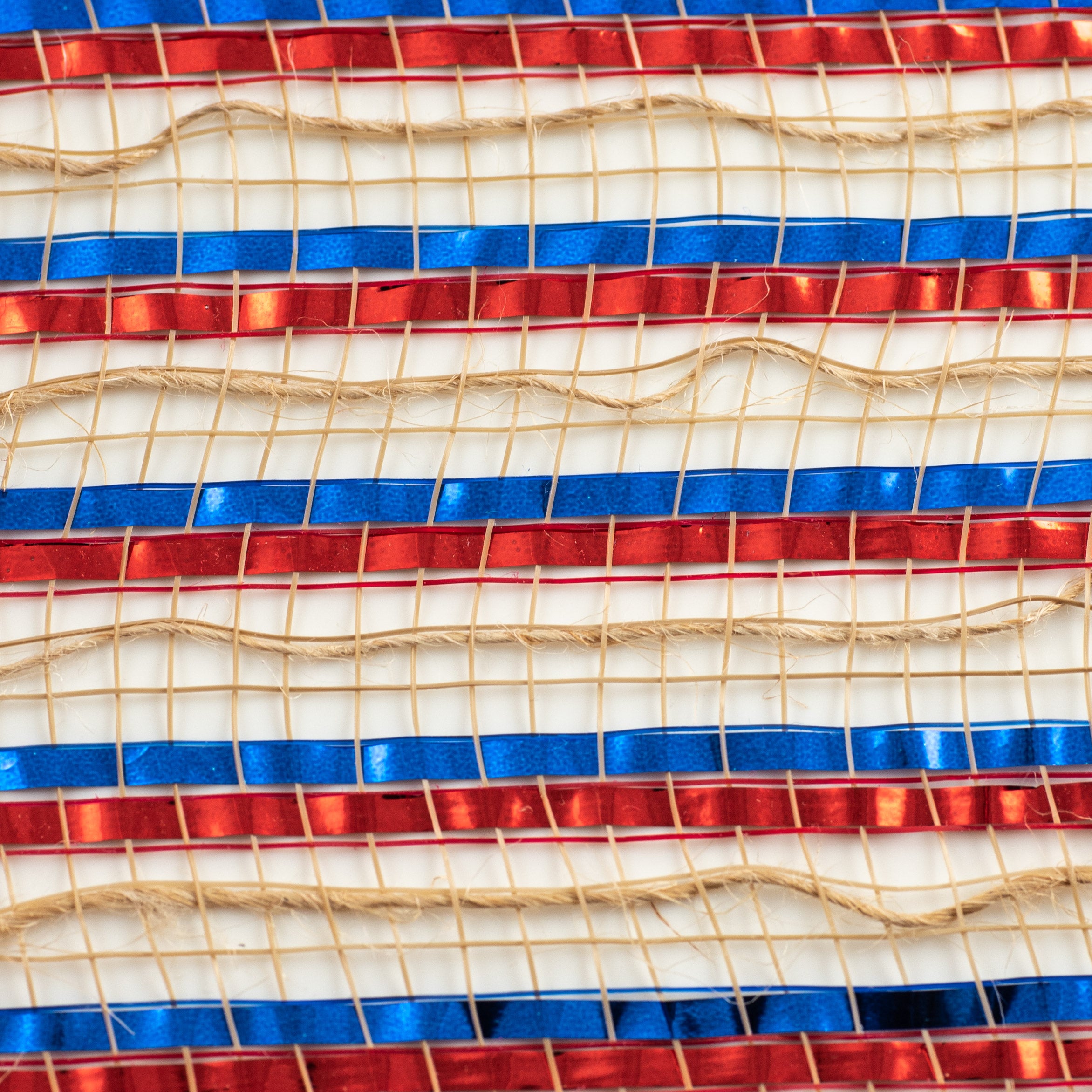 10" All Foil Thin Stripes Mesh: Red, Natural, Blue