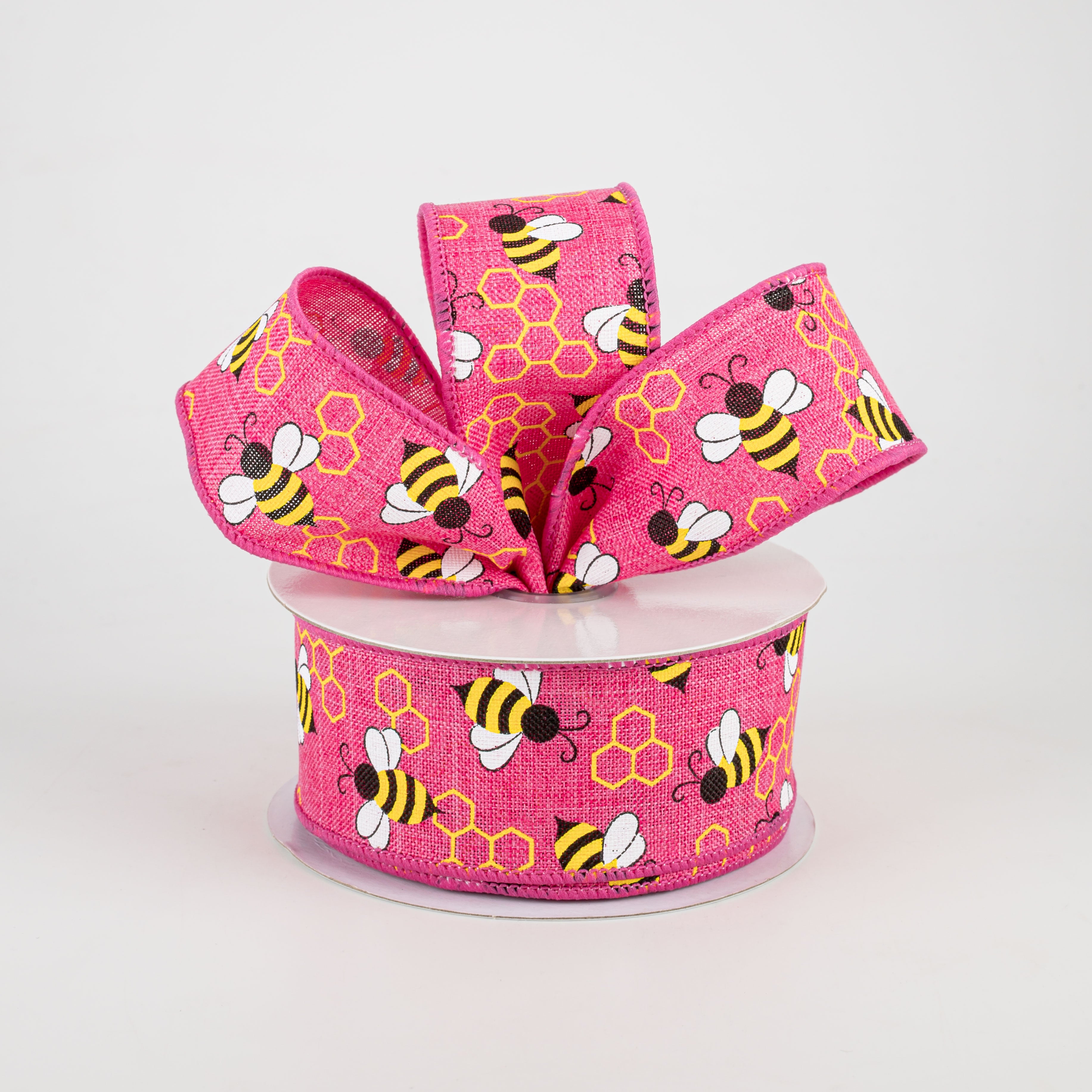 1.5" Mini Bumblebees Ribbon: Hot Pink (10 Yards)