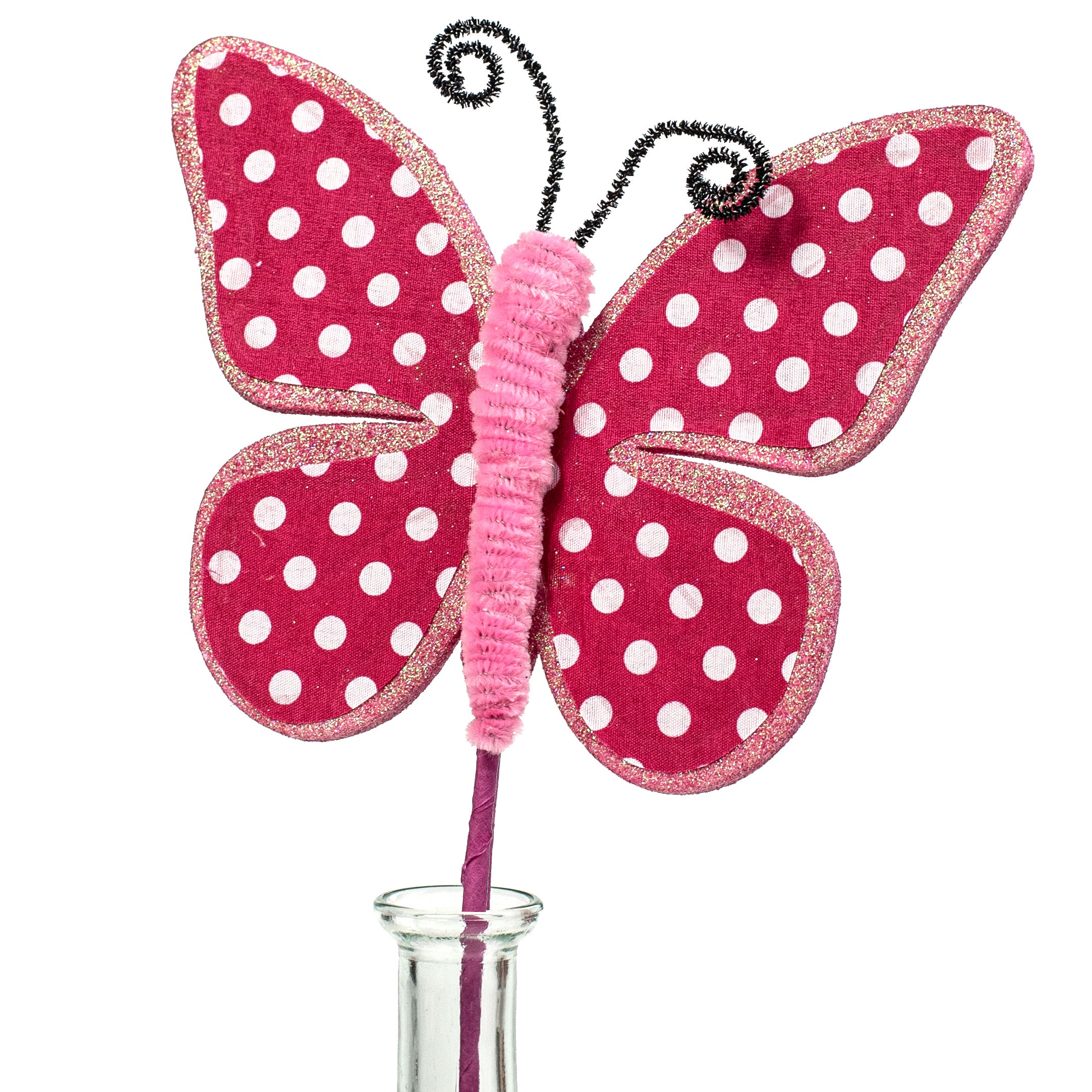 17" Butterfly Polkadot Pick: Fuchsia Pink