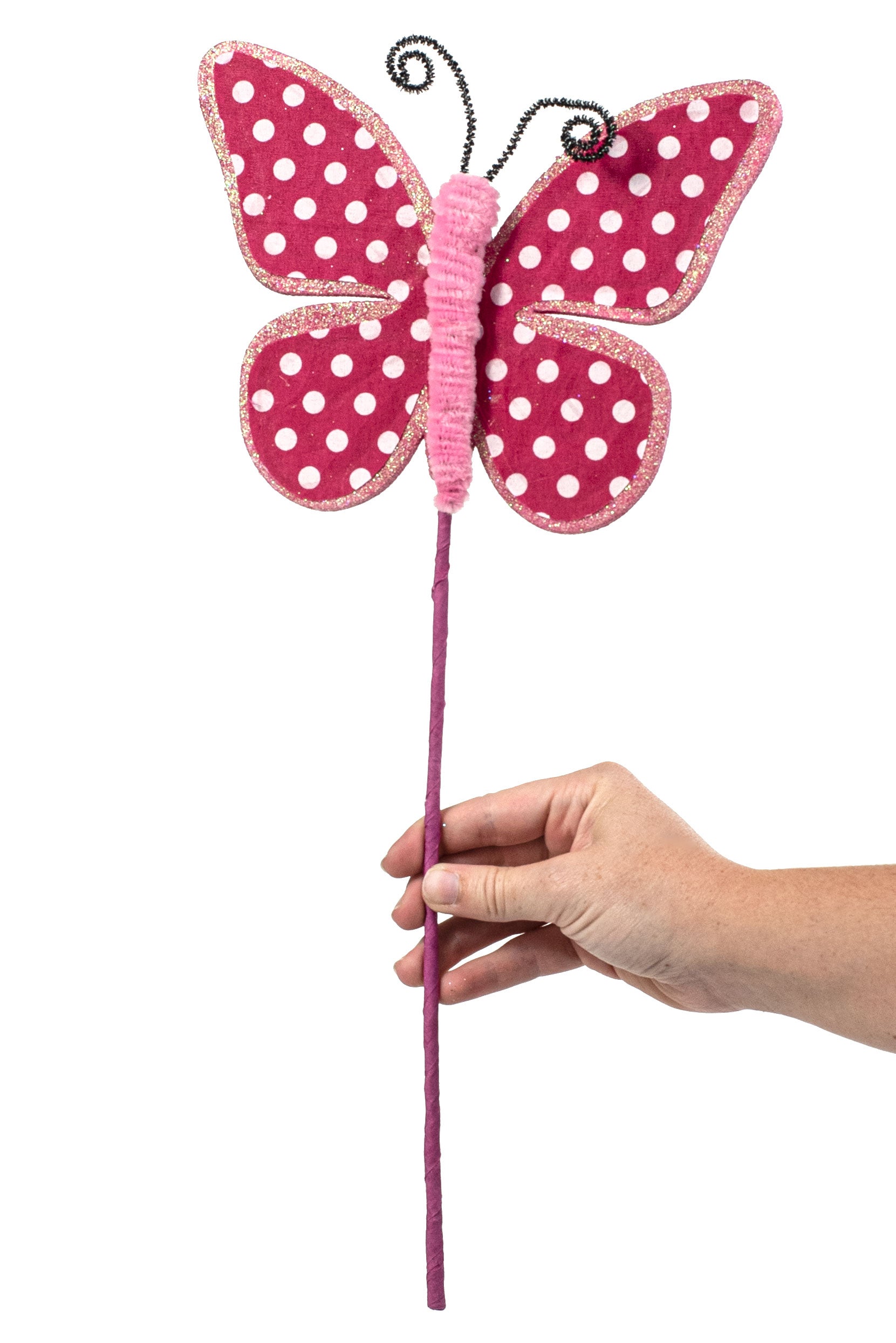 17" Butterfly Polkadot Pick: Fuchsia Pink