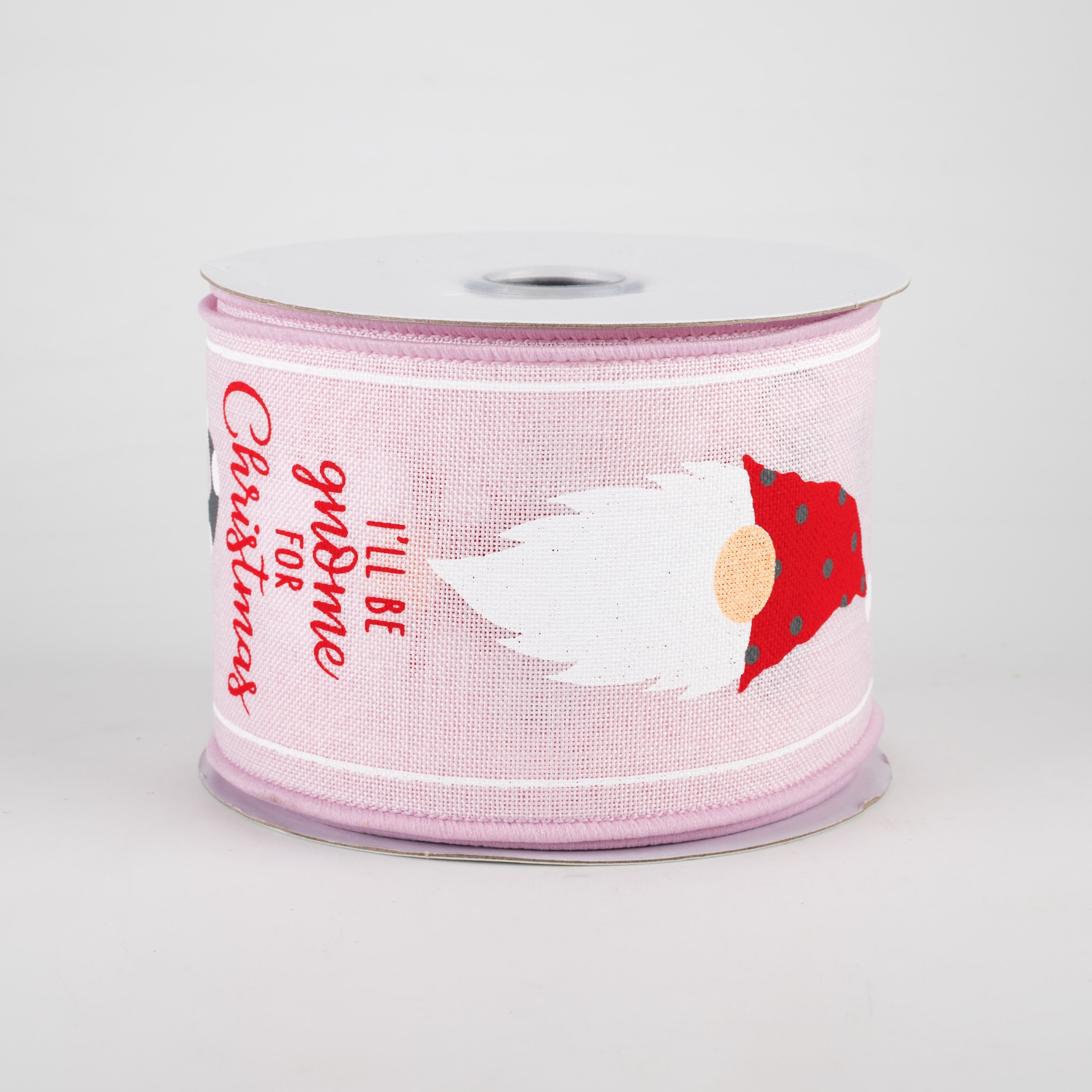 2.5" Christmas Gnome Heads Ribbon: Powder Pink (10 Yards)