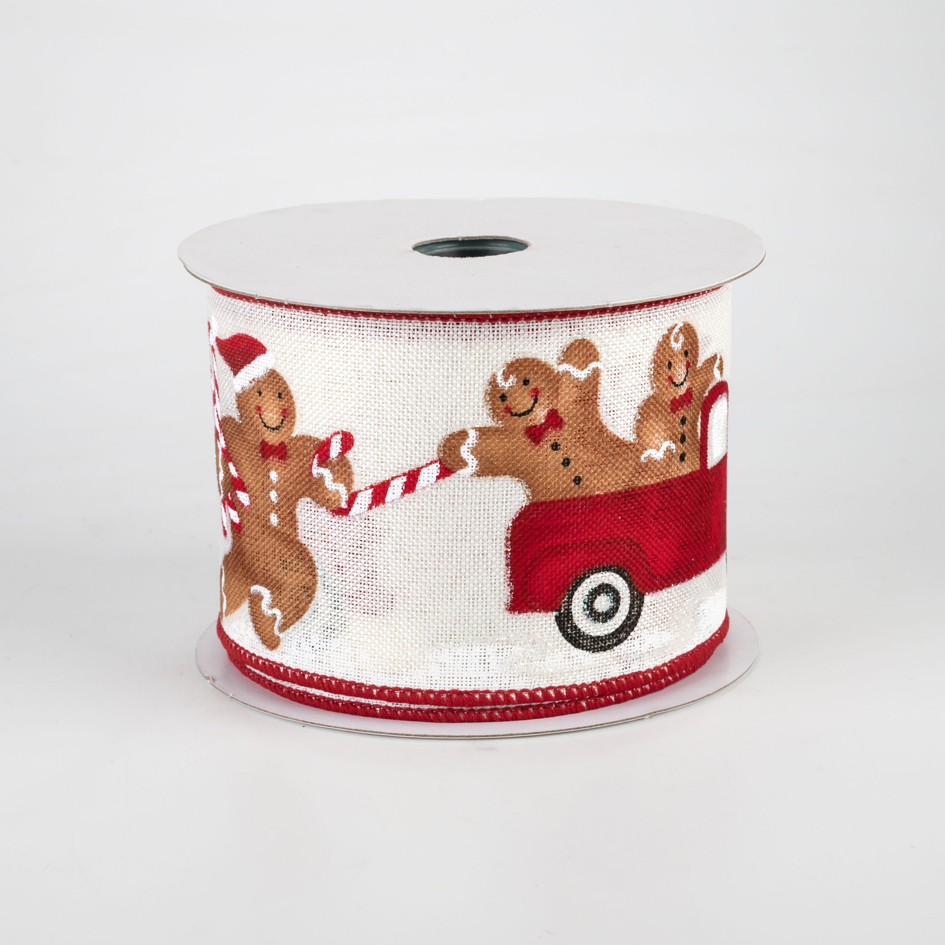 2.5" Gingerbread With Truck Ribbon: Off White (10 Yards)