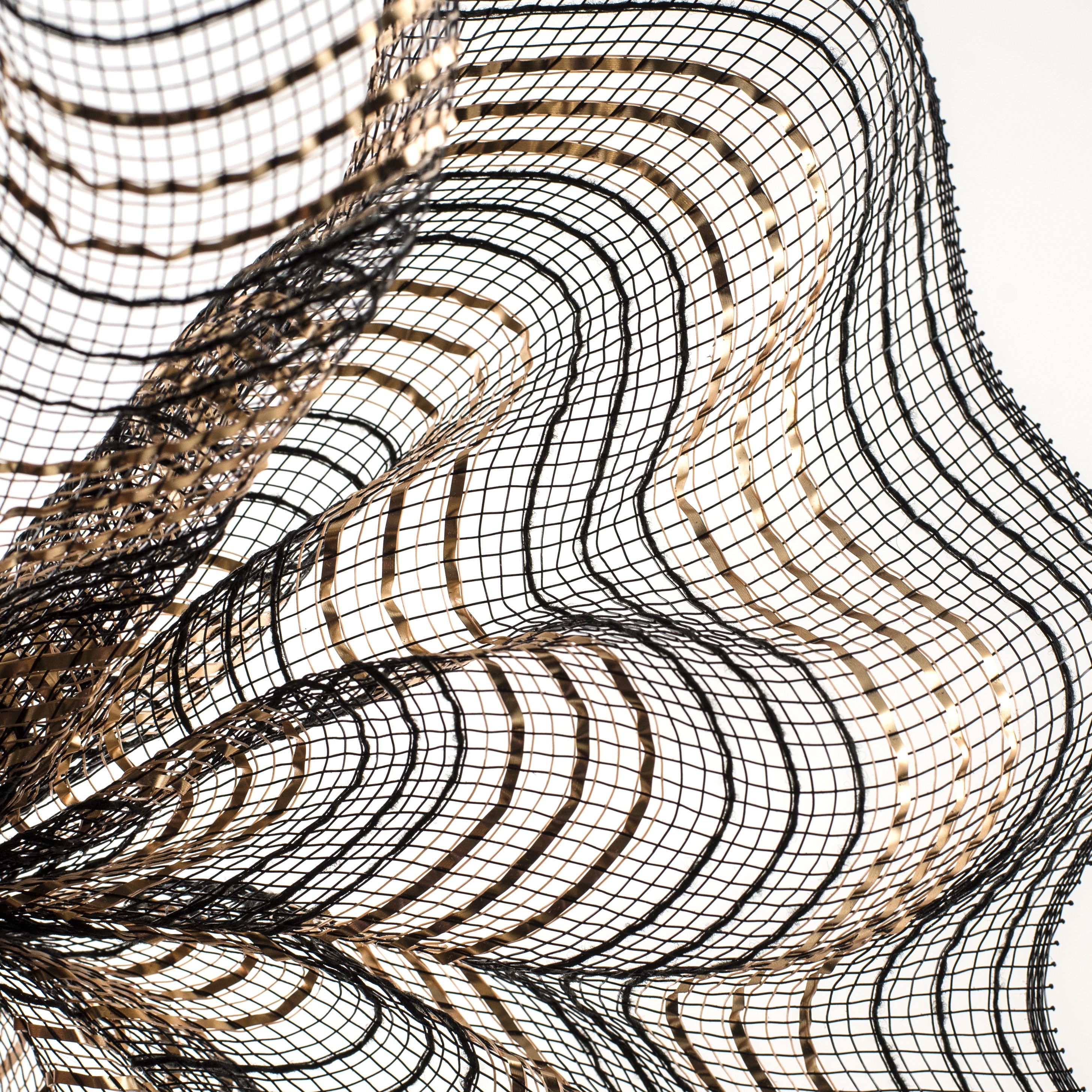 10" Metallic Stripe Fabric Mesh: Black & Gold