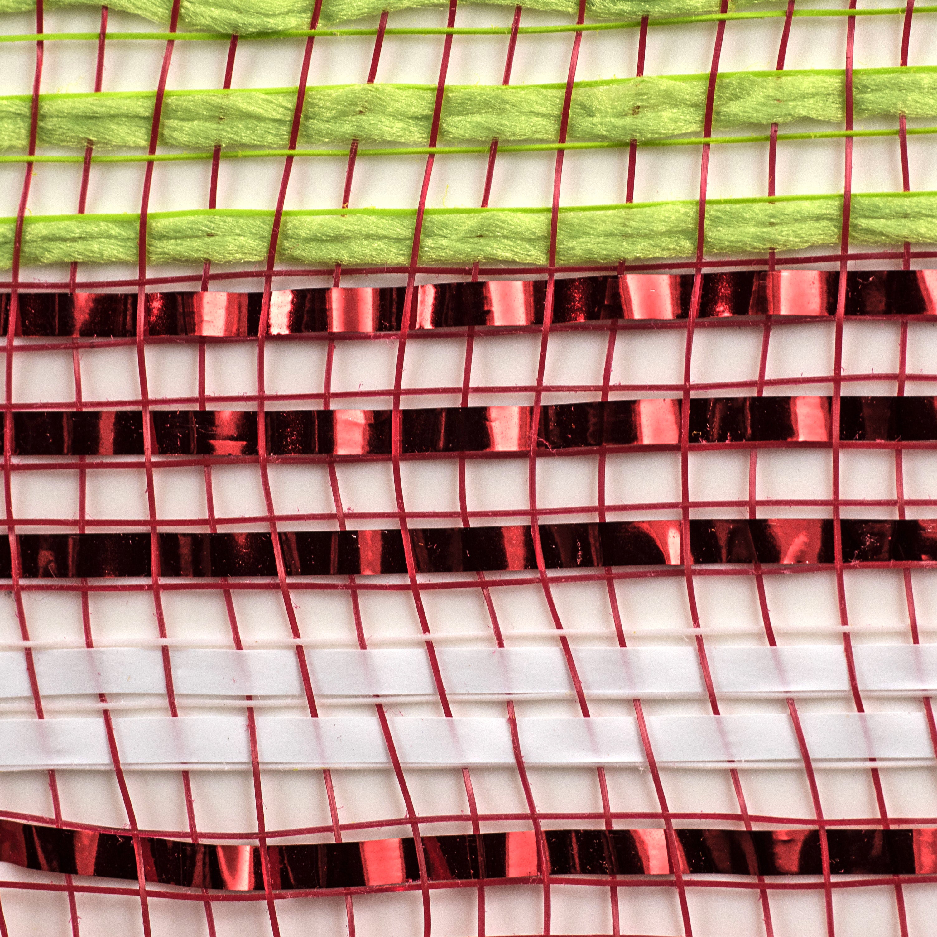10" Fabric Bold Stripe Mesh: Lime, Red, White