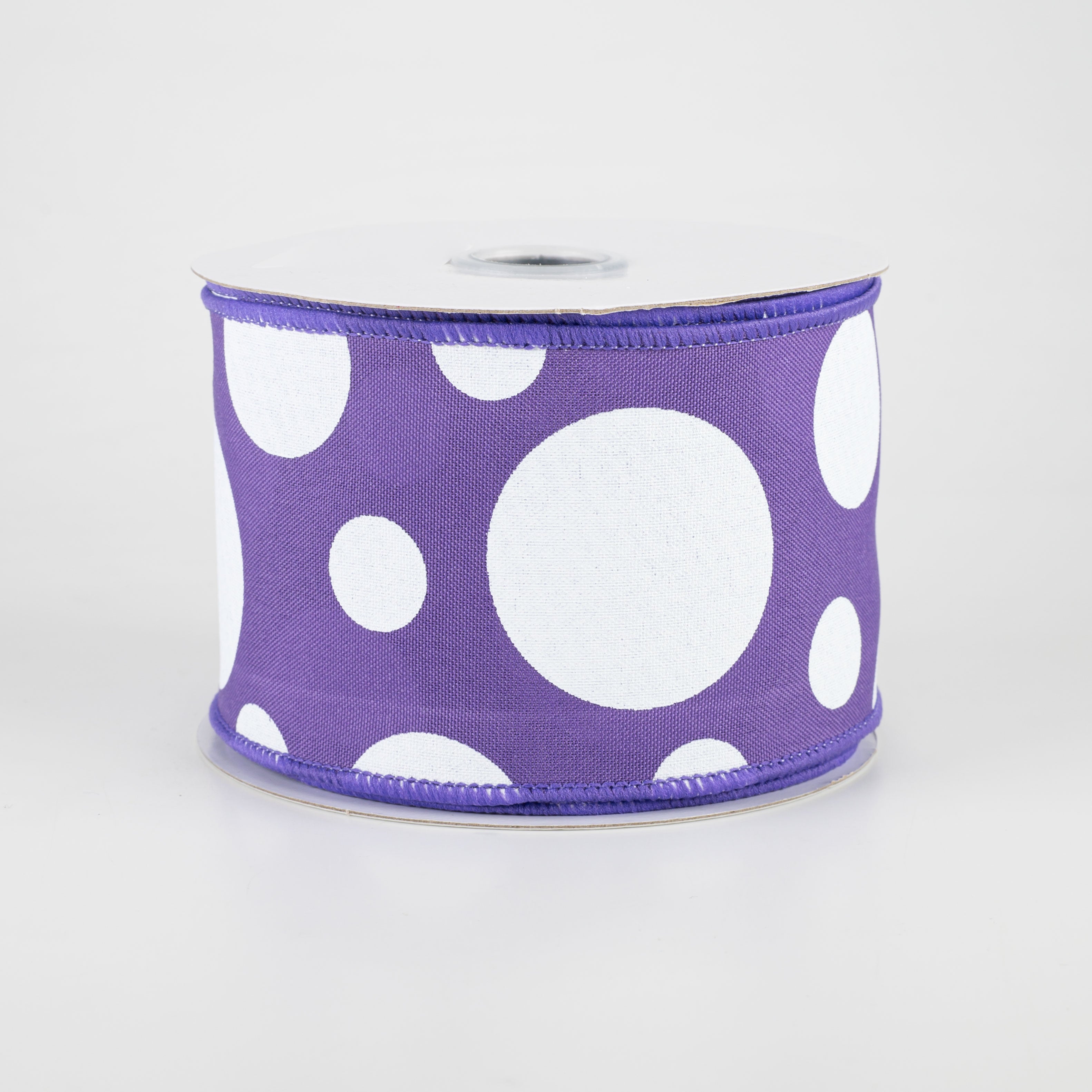 2.5" Giant Three Size Polka Dot Ribbon: Purple & White (10 Yards)