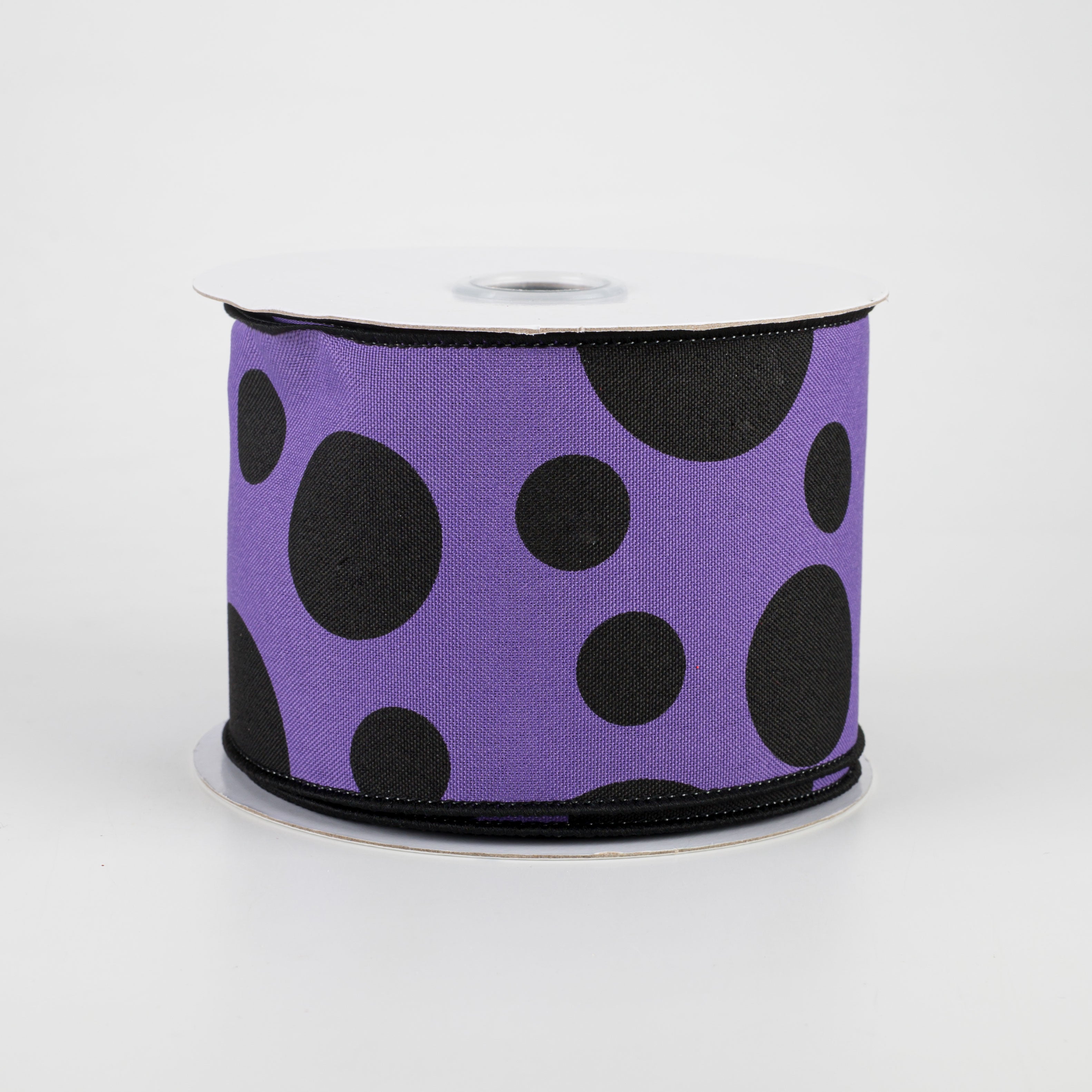 2.5" Giant Three Size Polka Dot Ribbon: Purple & Black (10 Yards)