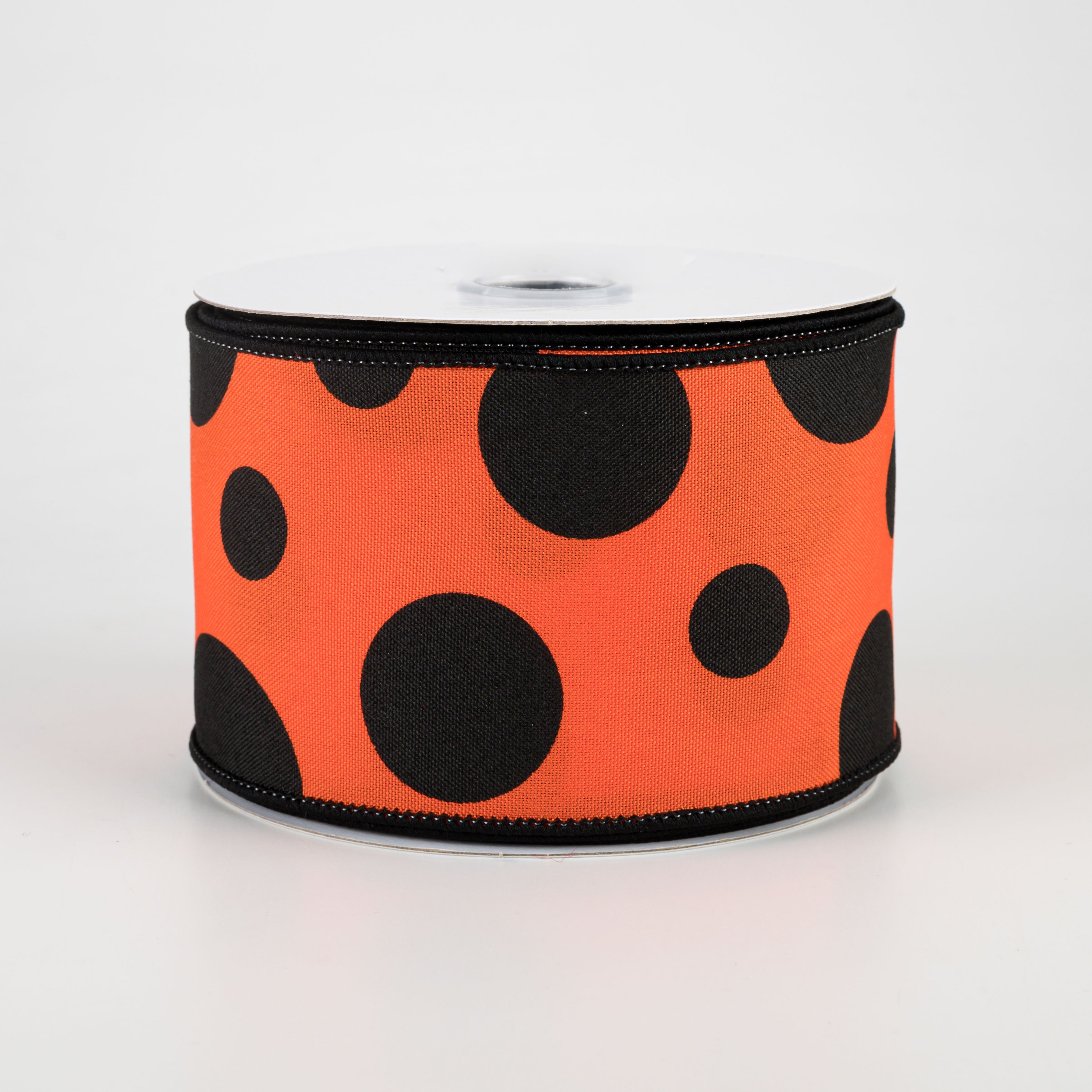 2.5" Giant Three Size Polka Dot Ribbon: Dark Orange & Black (10 Yards)