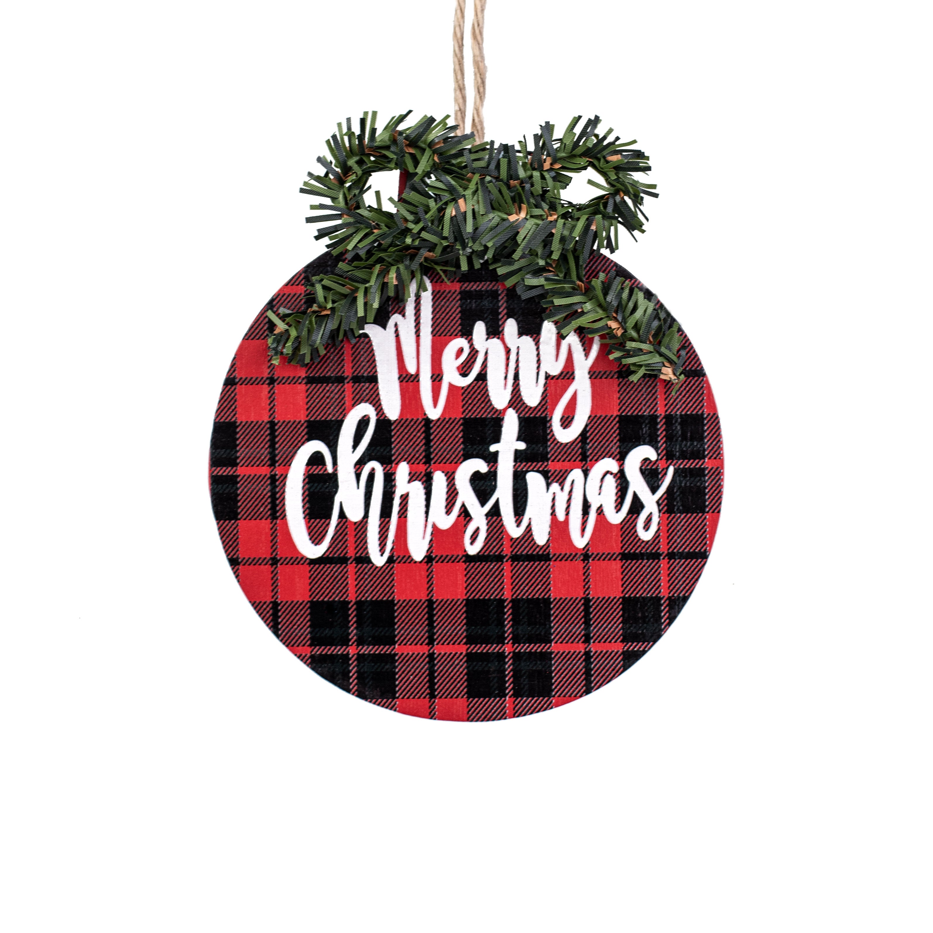 6" Wooden Round Ornament: Merry Christmas Buffalo