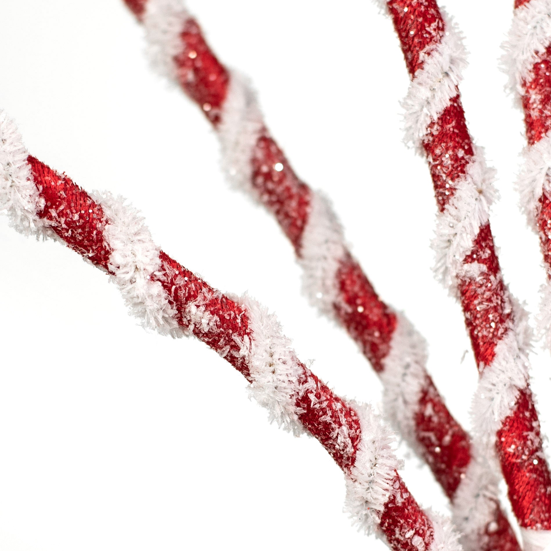 23" Frosted Twizzle Spray: Red & White