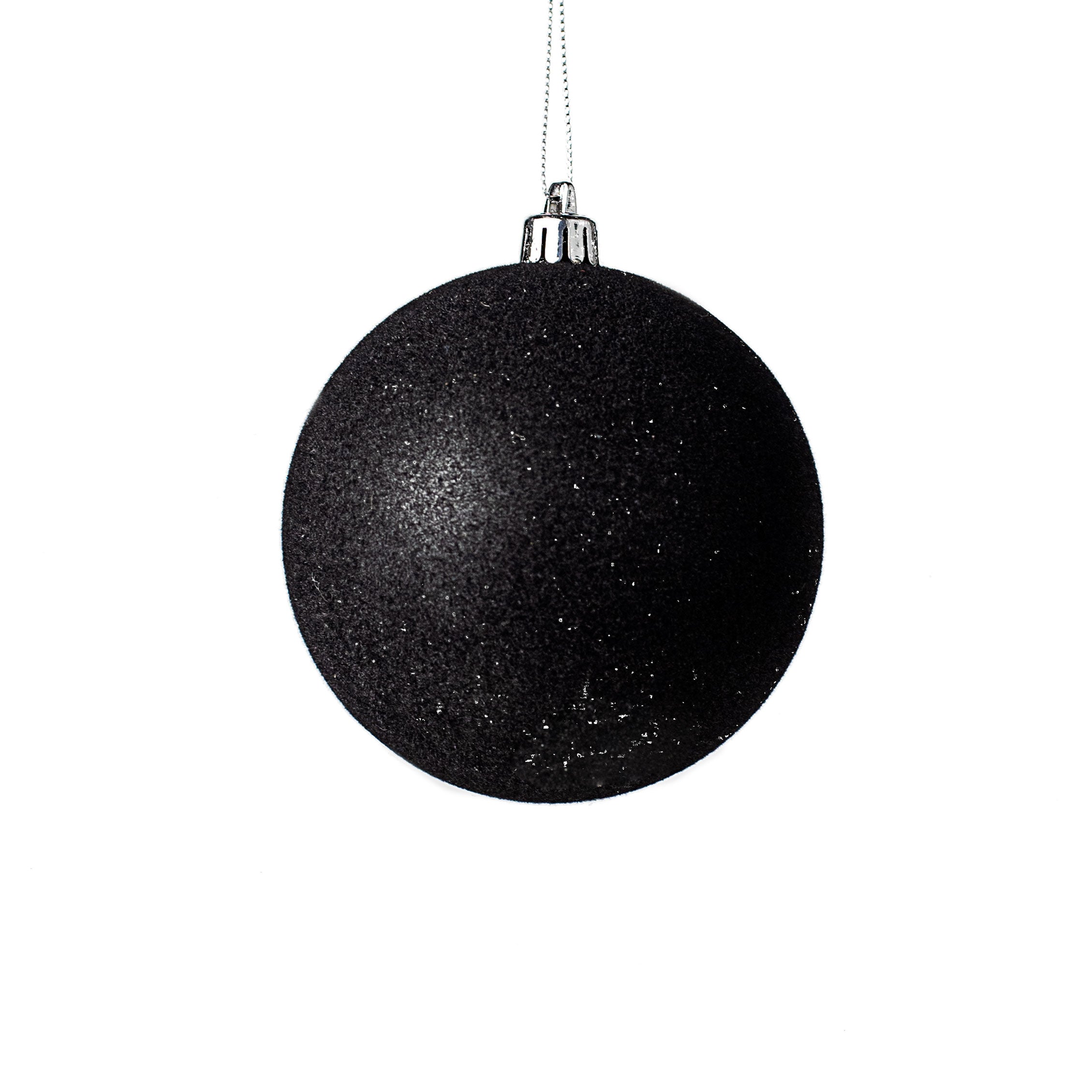 100MM Smooth Flocked Ball Ornament: Black