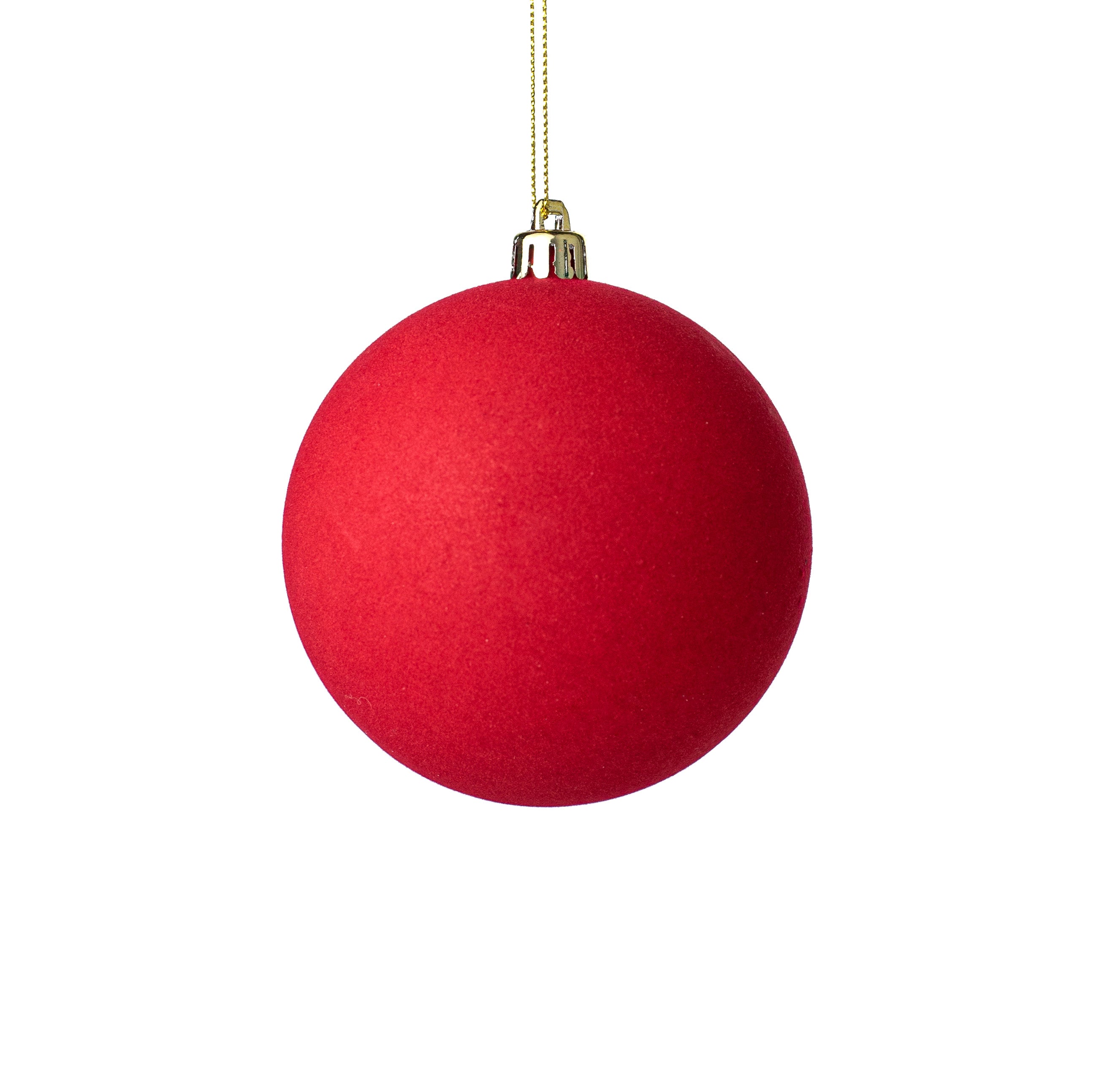 100MM Smooth Flocked Ball Ornament: Red