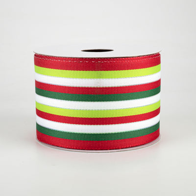 2.5" Stripe Grosgrain Wired Ribbon: Christmas Holiday (10 Yards)