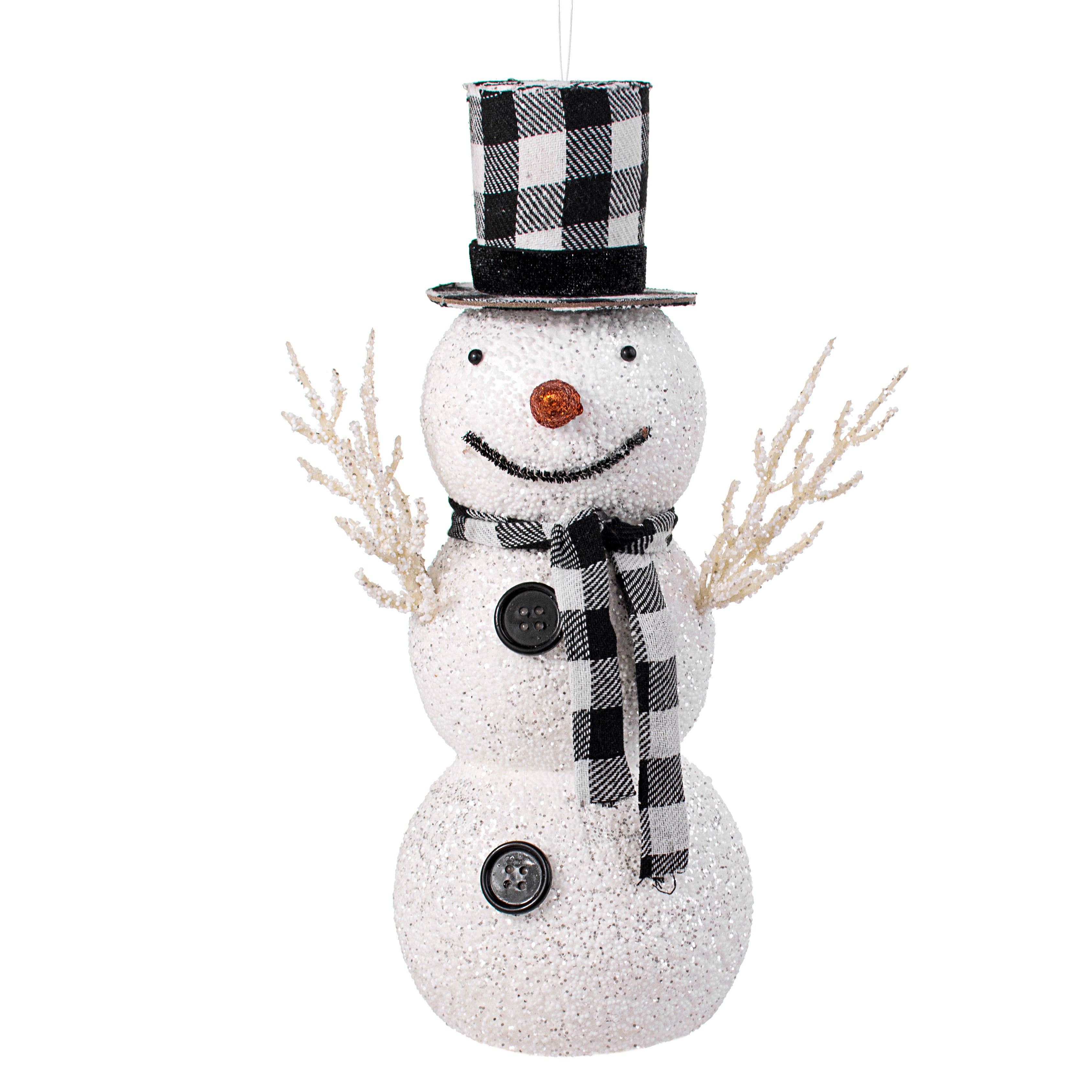 12" Glitter Styrofoam Snowman Figurine