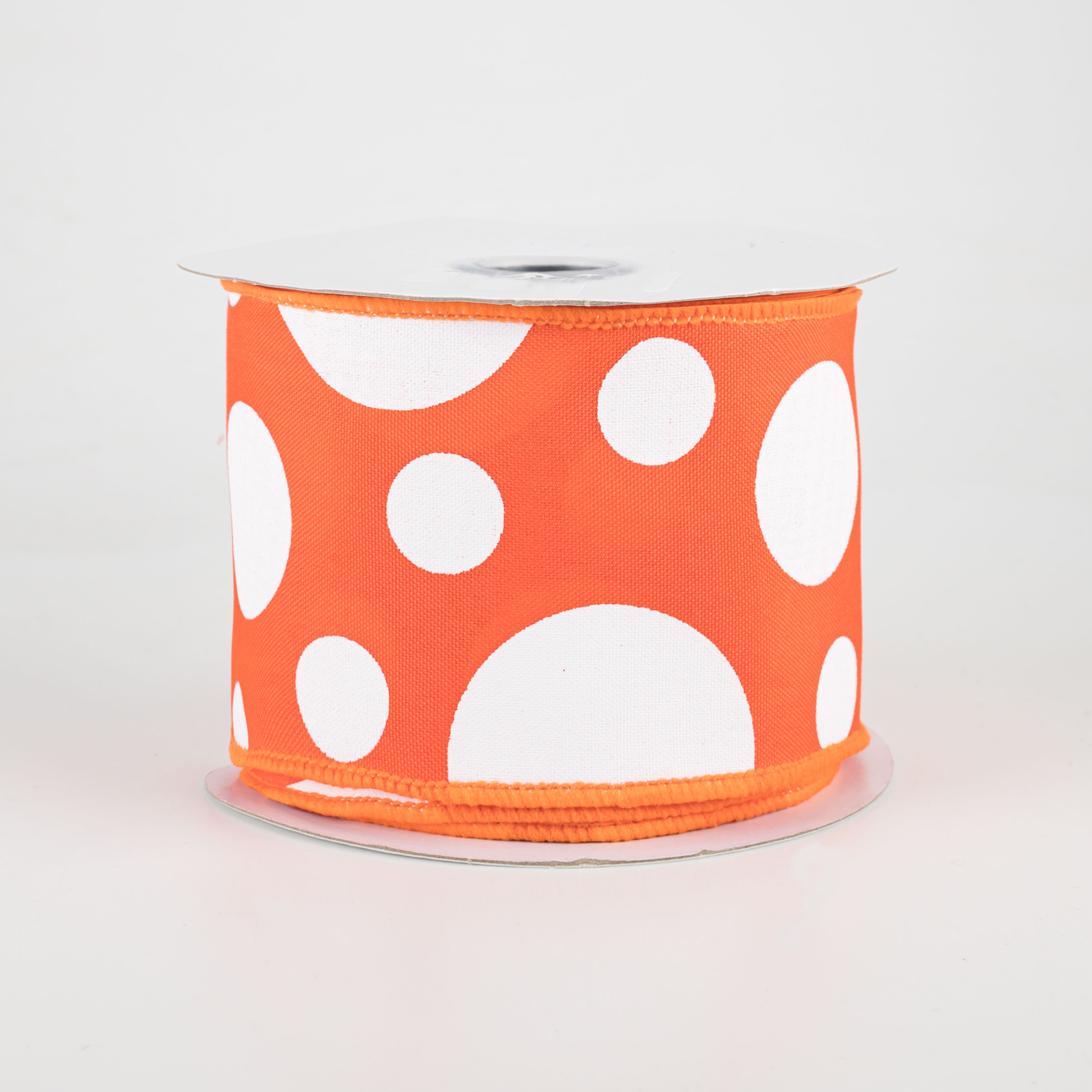2.5" Giant Three Size Polka Dot Ribbon: Dark Orange & White (10 Yards)