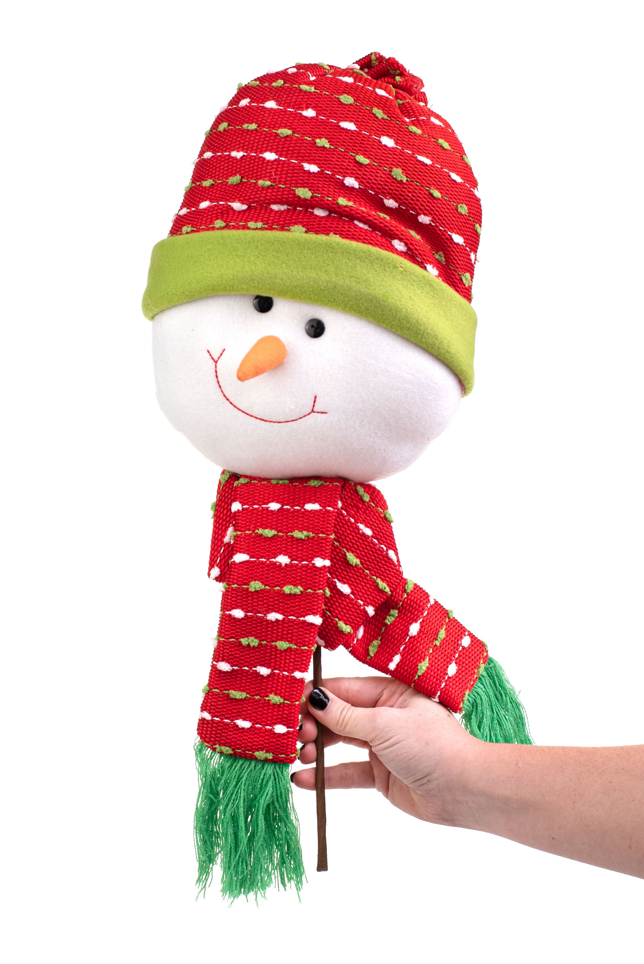 21" Snowman Head Pick: Large Red