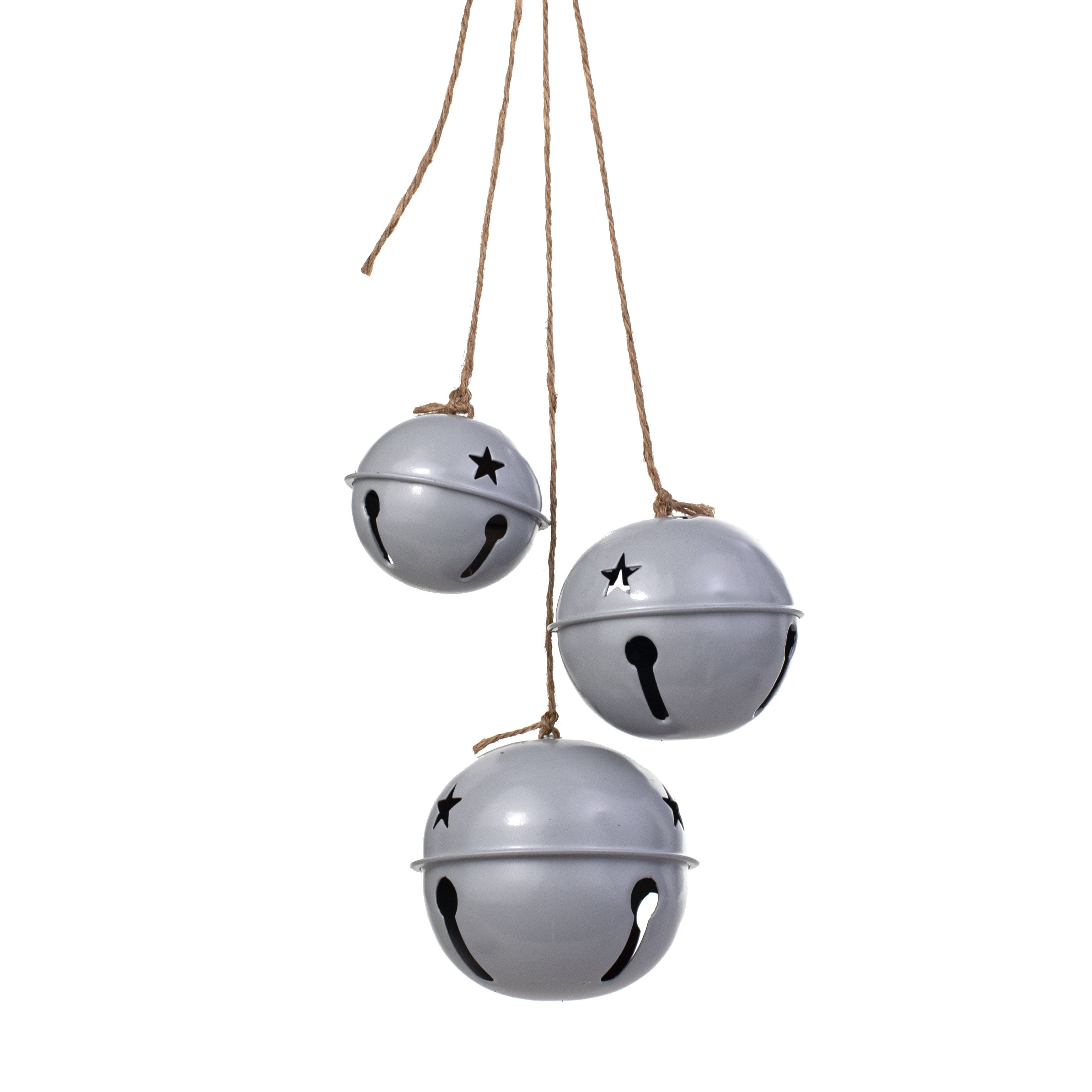 21" Jingle Bell Cluster Ornament: Matte Light Grey