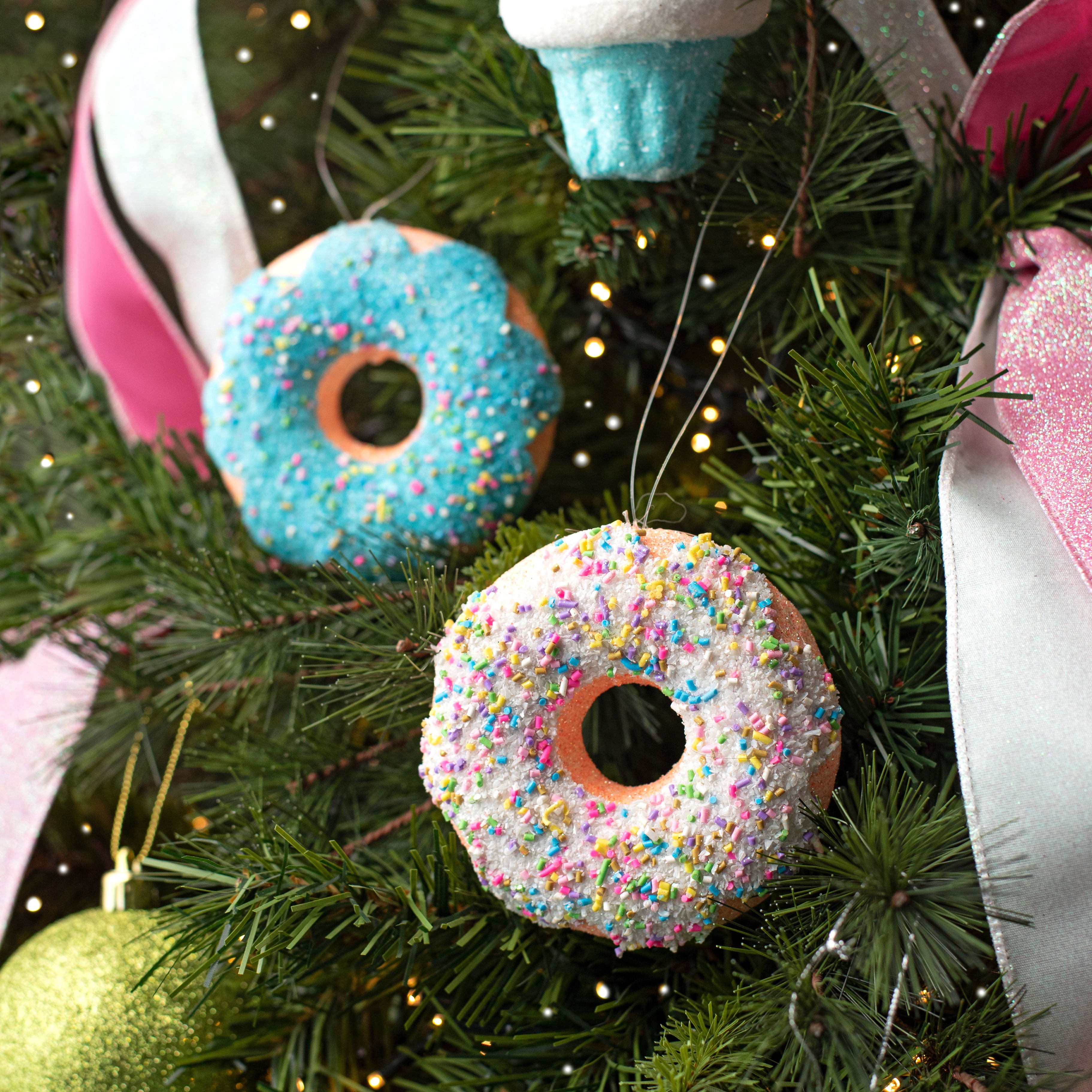 4" Donut Sprinkle Ornaments (4)