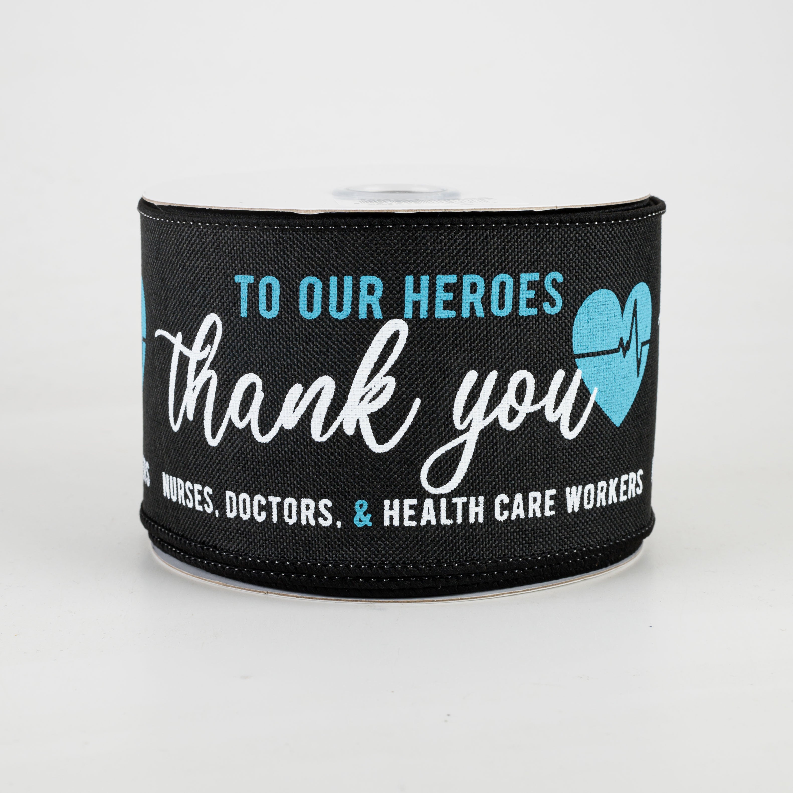 2.5" Thank You Health Care Heroes Ribbon: Black (10 Yards)