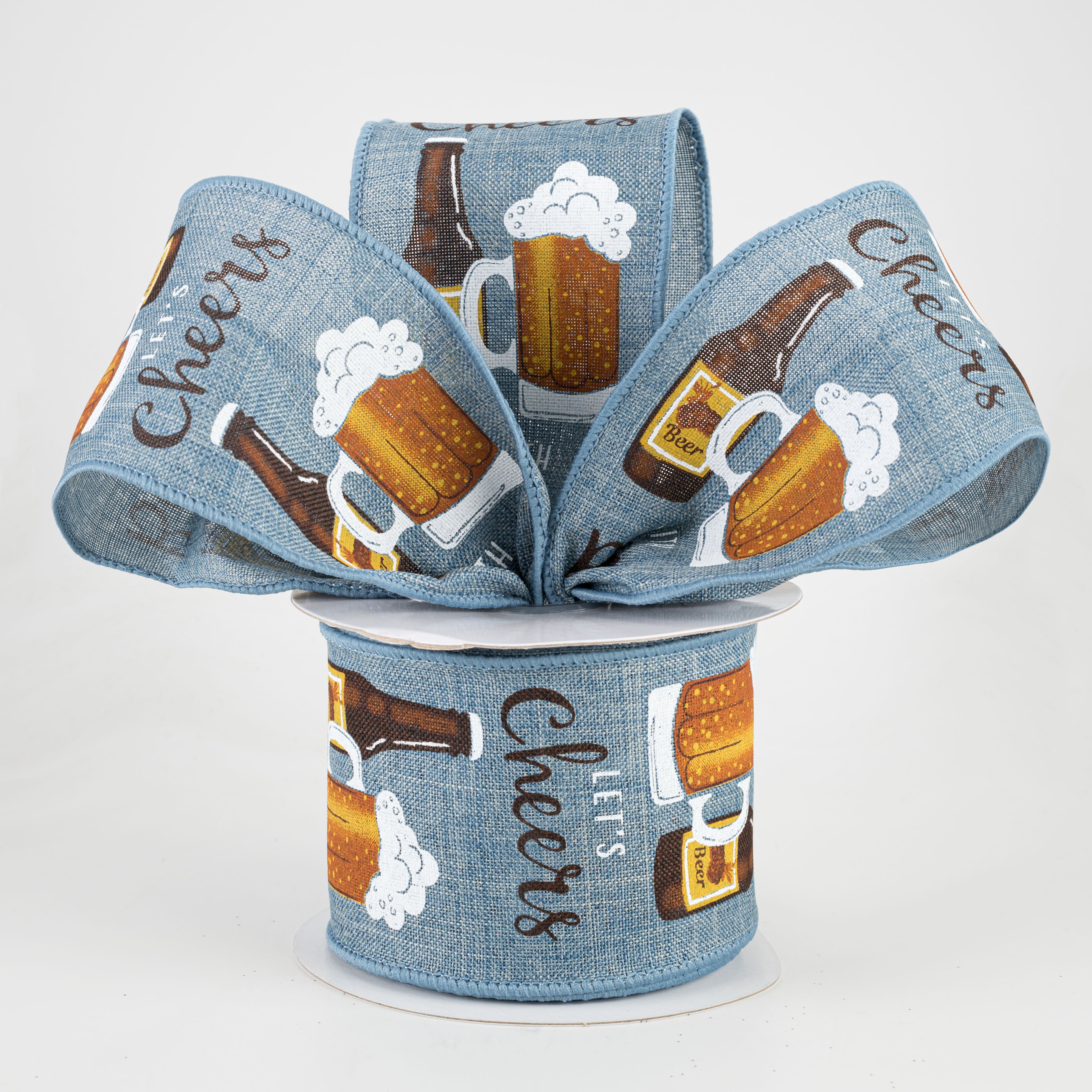 2.5" Cheers With Beers Ribbon: Faded Denim (10 Yards)