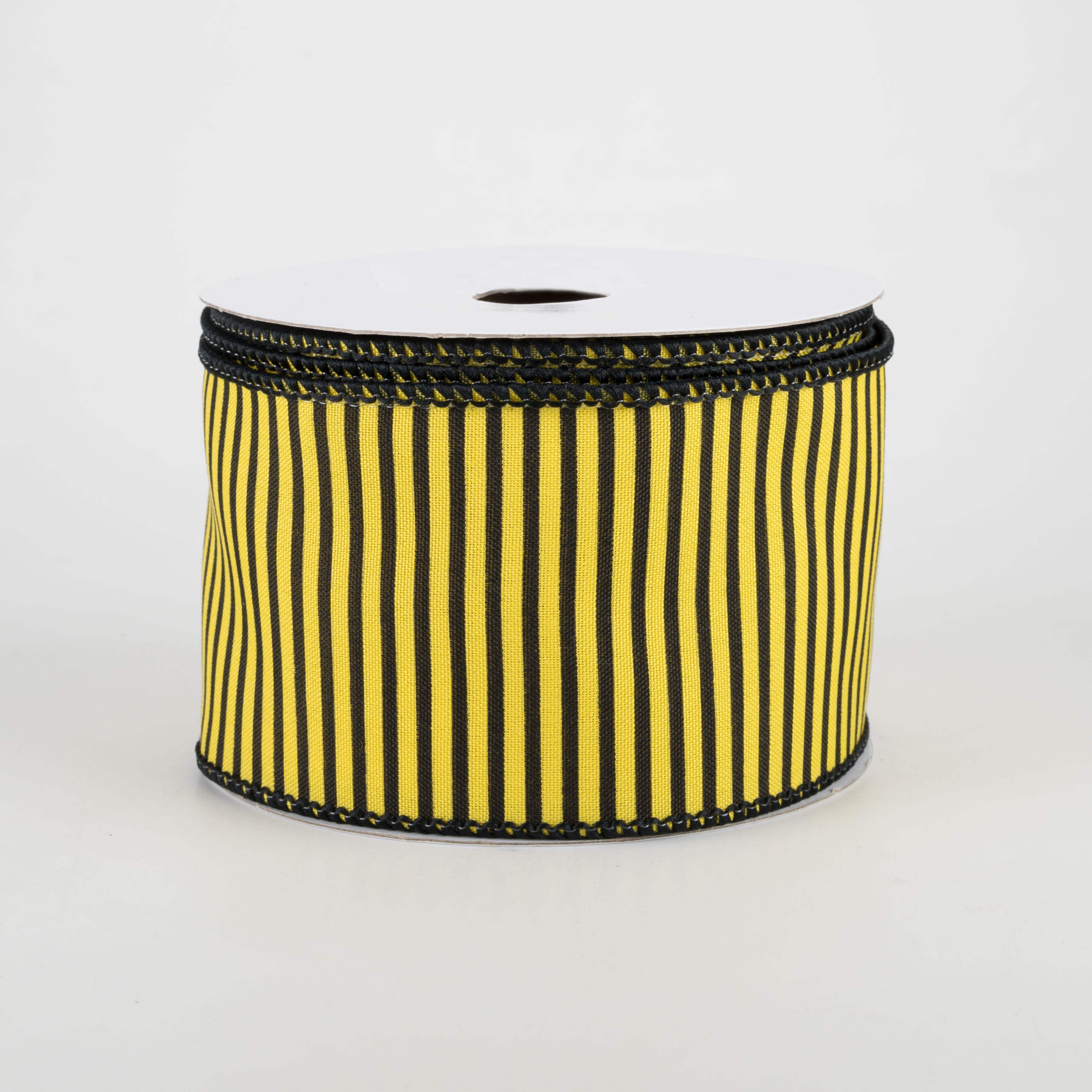 2.5" Horizontal Thin Stripes Ribbon: Yellow & Black (10 Yards)