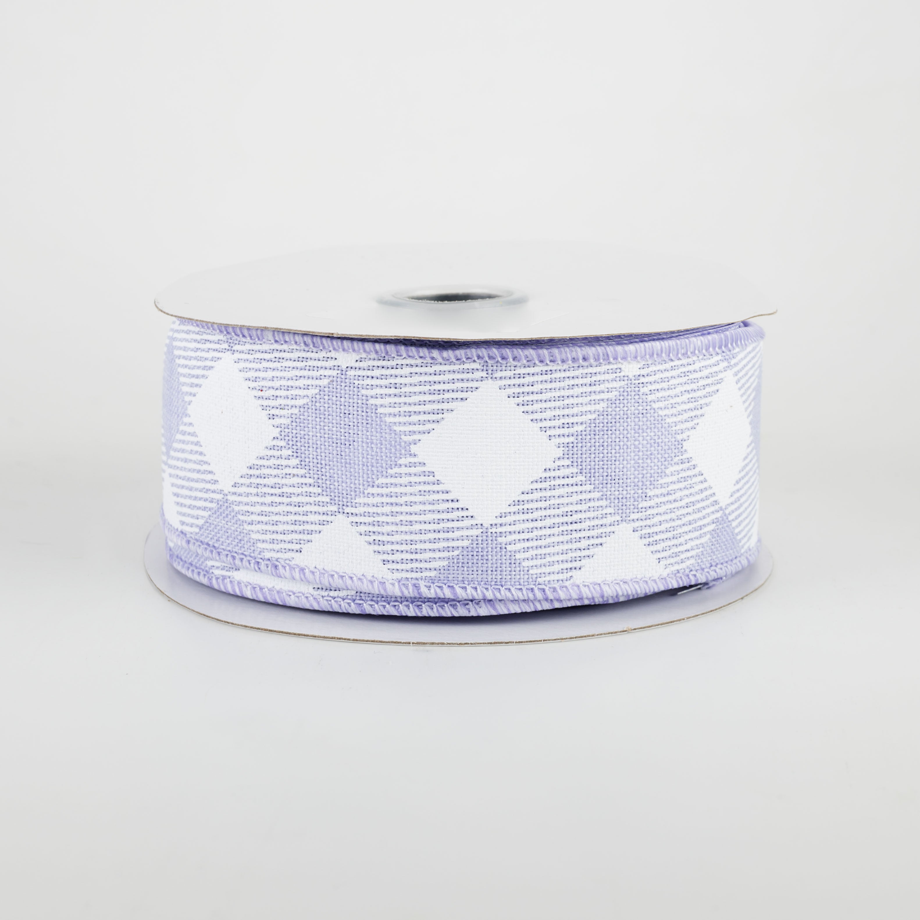 1.5" Diagonal Check Ribbon: Light Lavender & White (10 Yards)