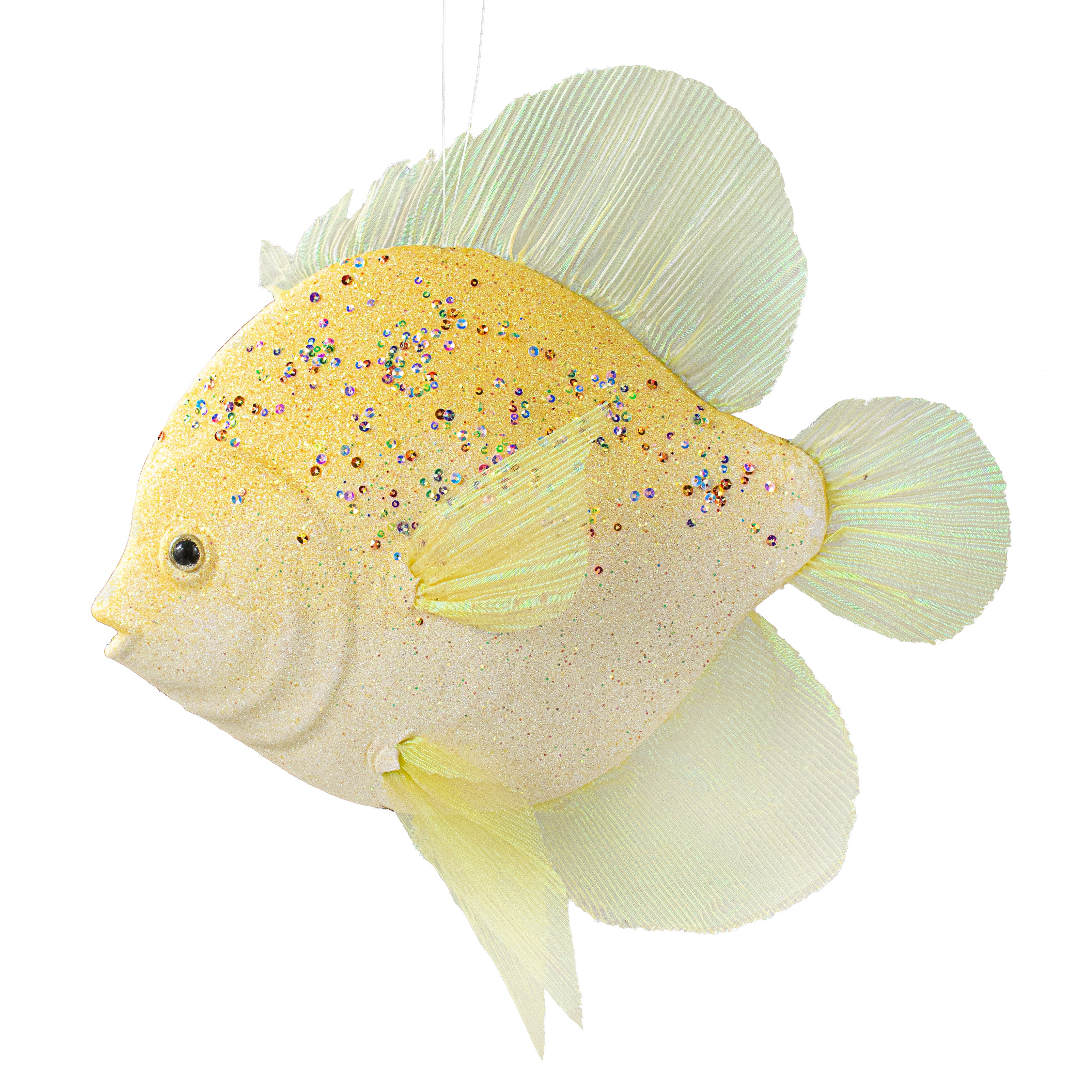15" Glittered Foam Fish Ornament: Yellow