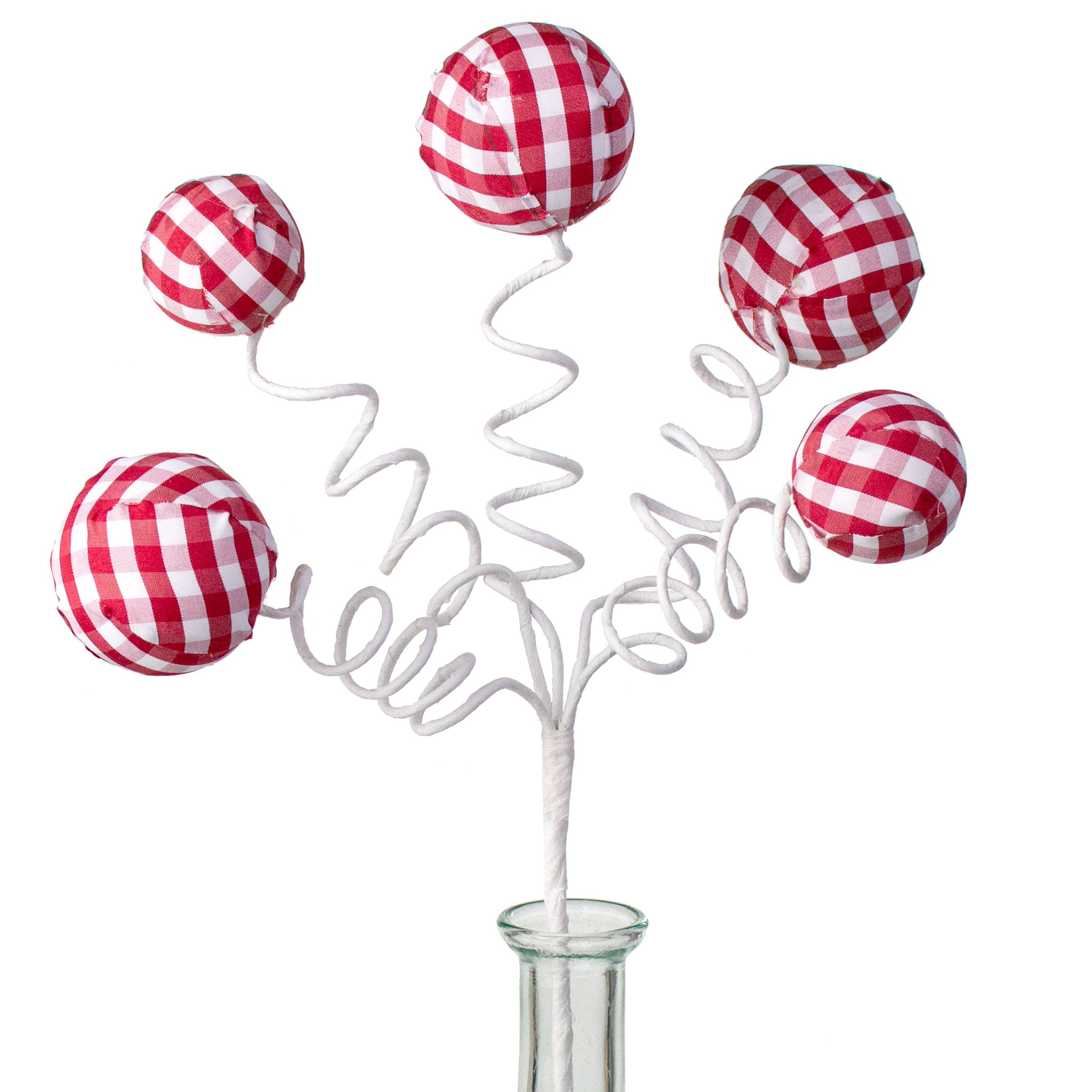 16" Gingham Fabric Ball Pick: Red